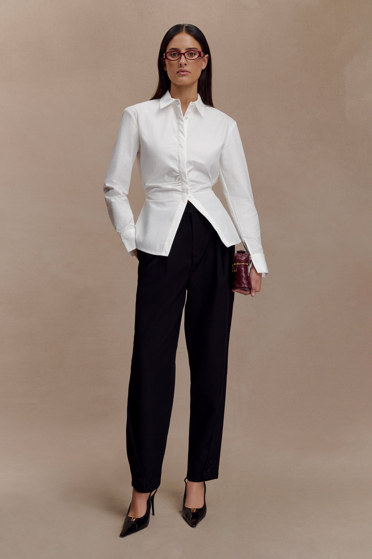 Millie Tie Back Cotton Shirt - White