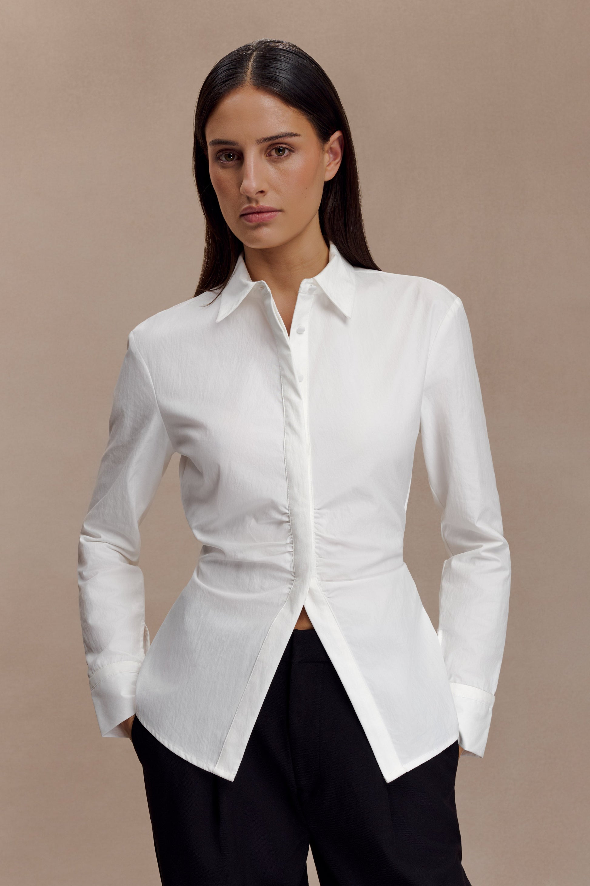Millie Tie Back Cotton Shirt - White #2