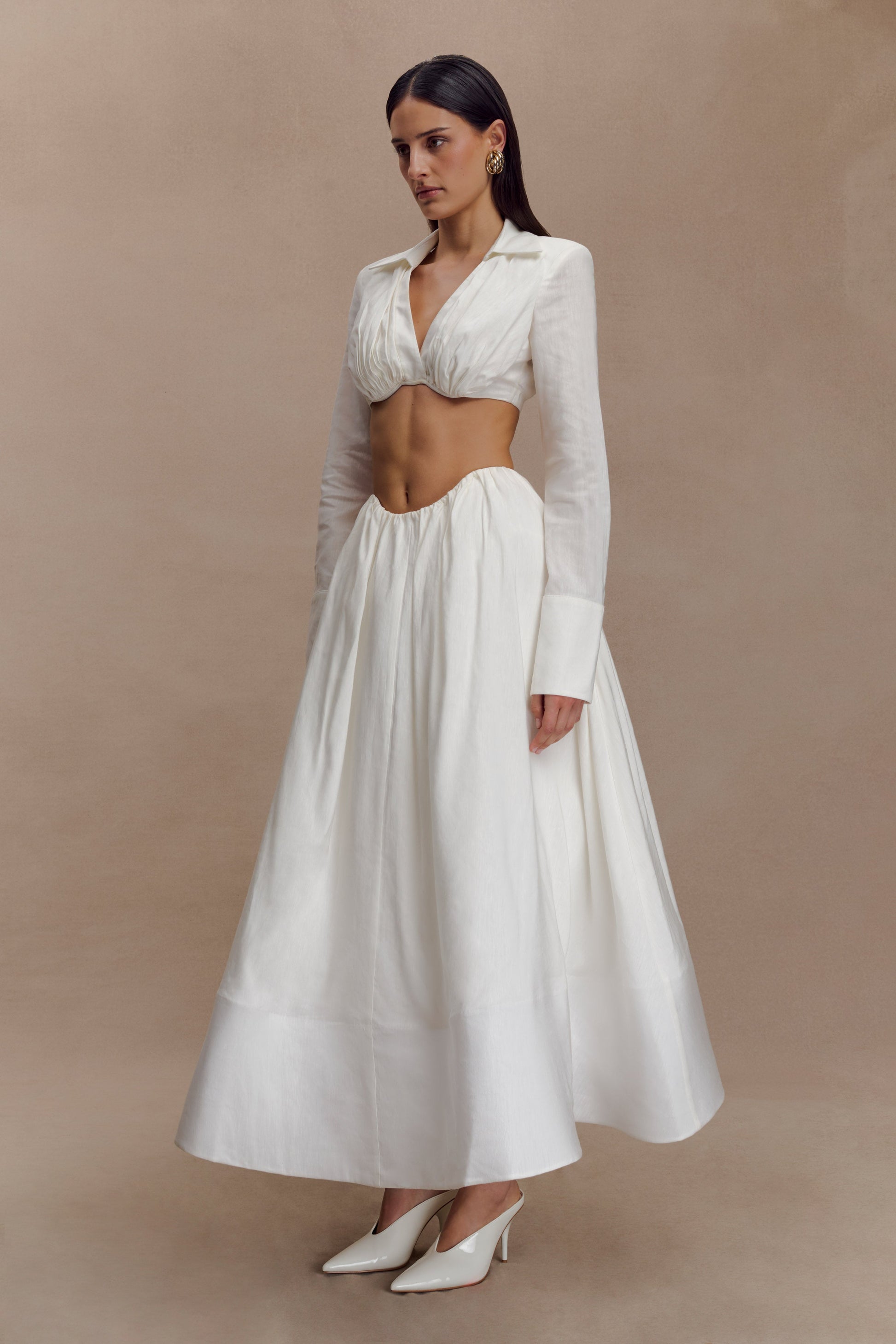 Greta Gathered Maxi Skirt - White #5