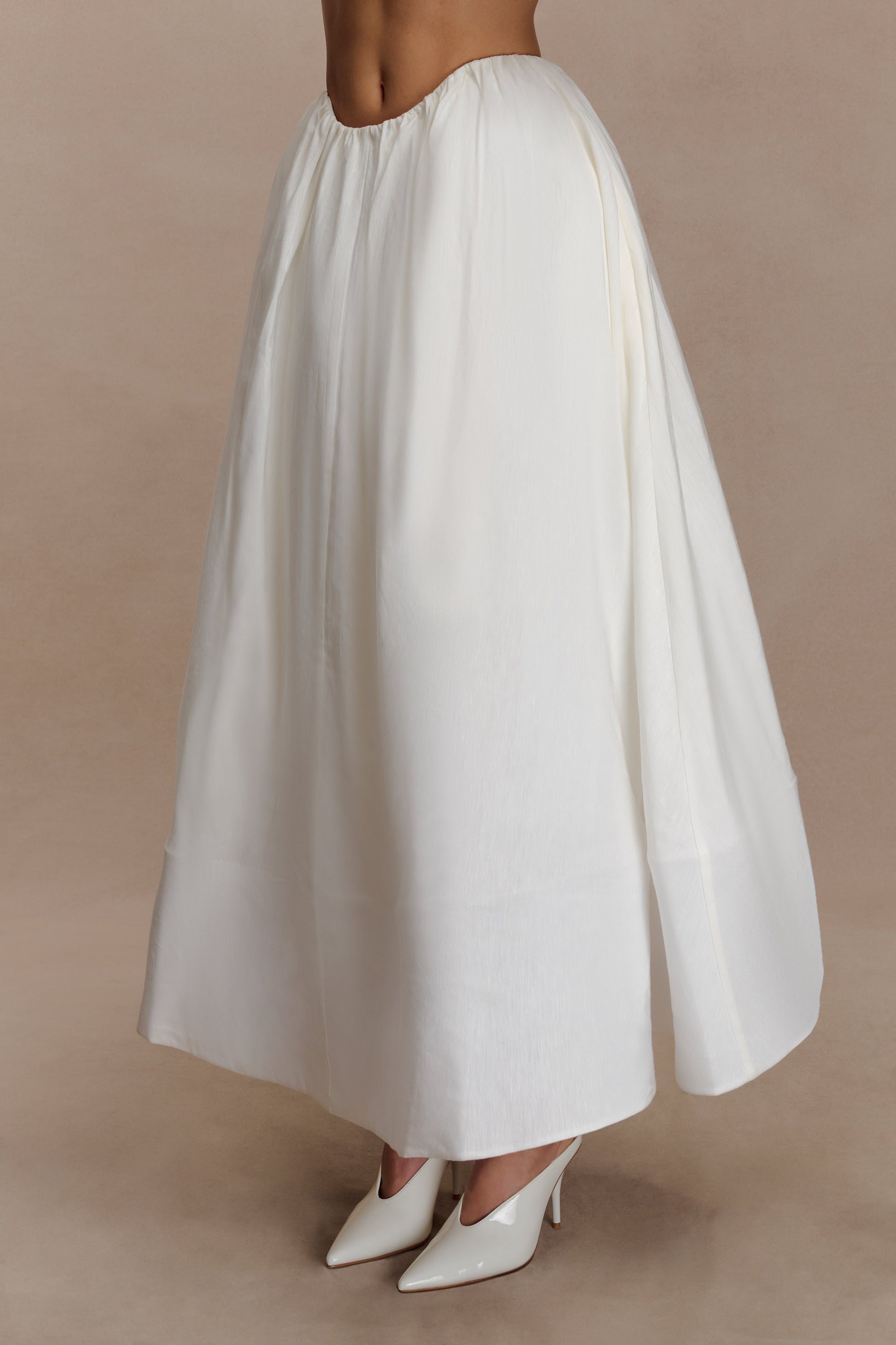 Greta Gathered Maxi Skirt - White #6
