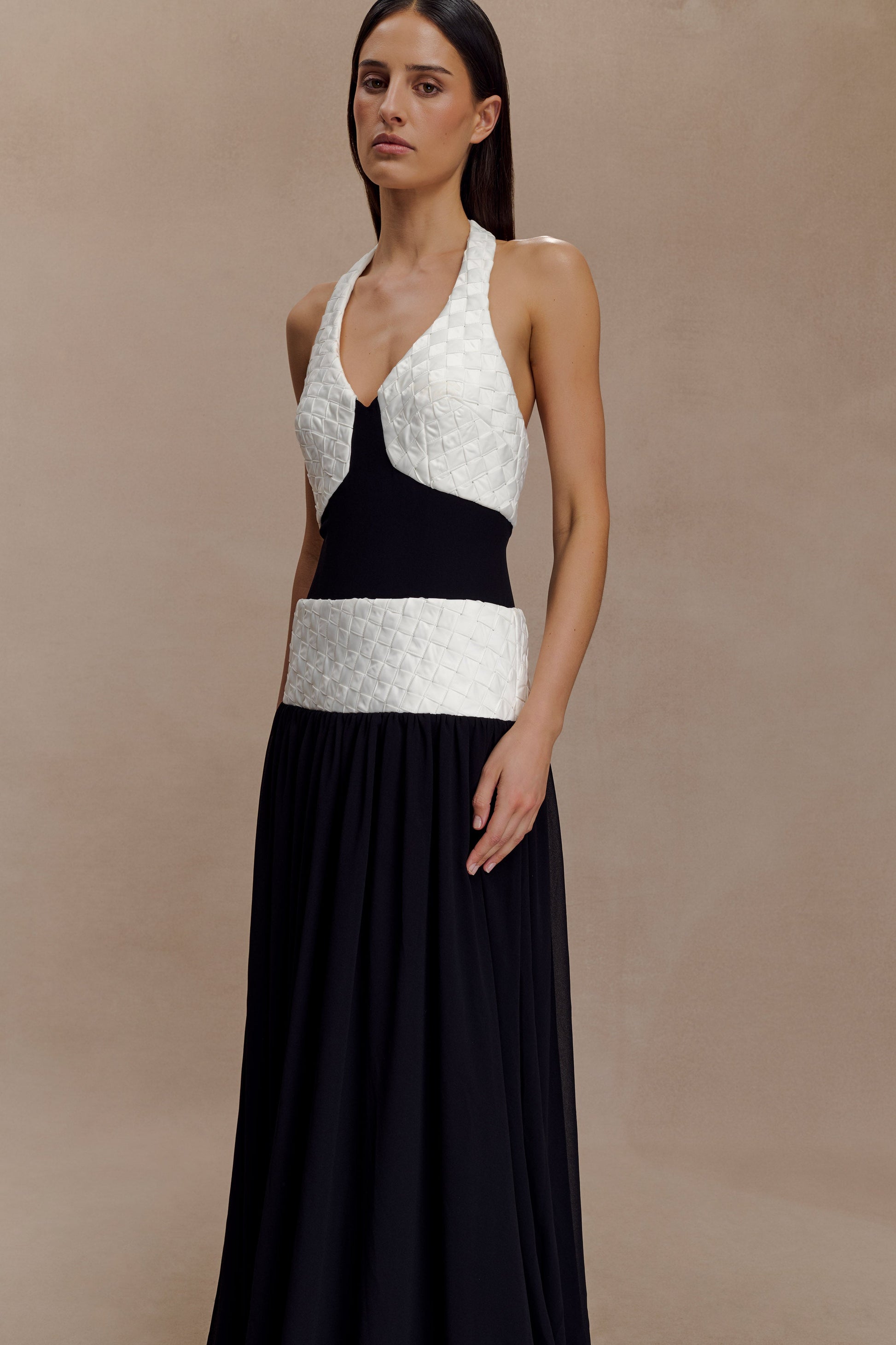 Celine Chiffon Maxi Dress - Black/White #7