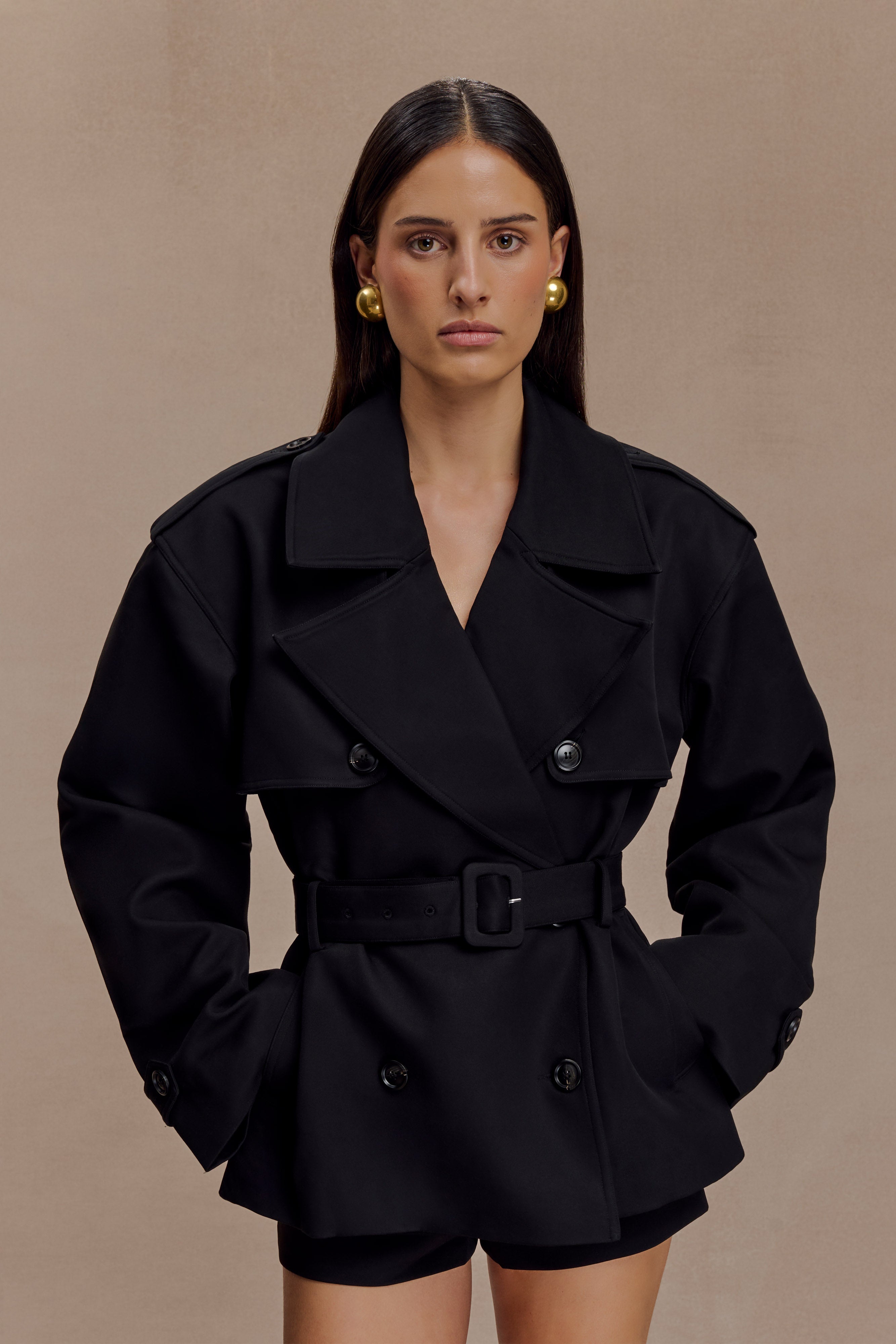 Alden Short Trench Jacket - Black | MESHKI