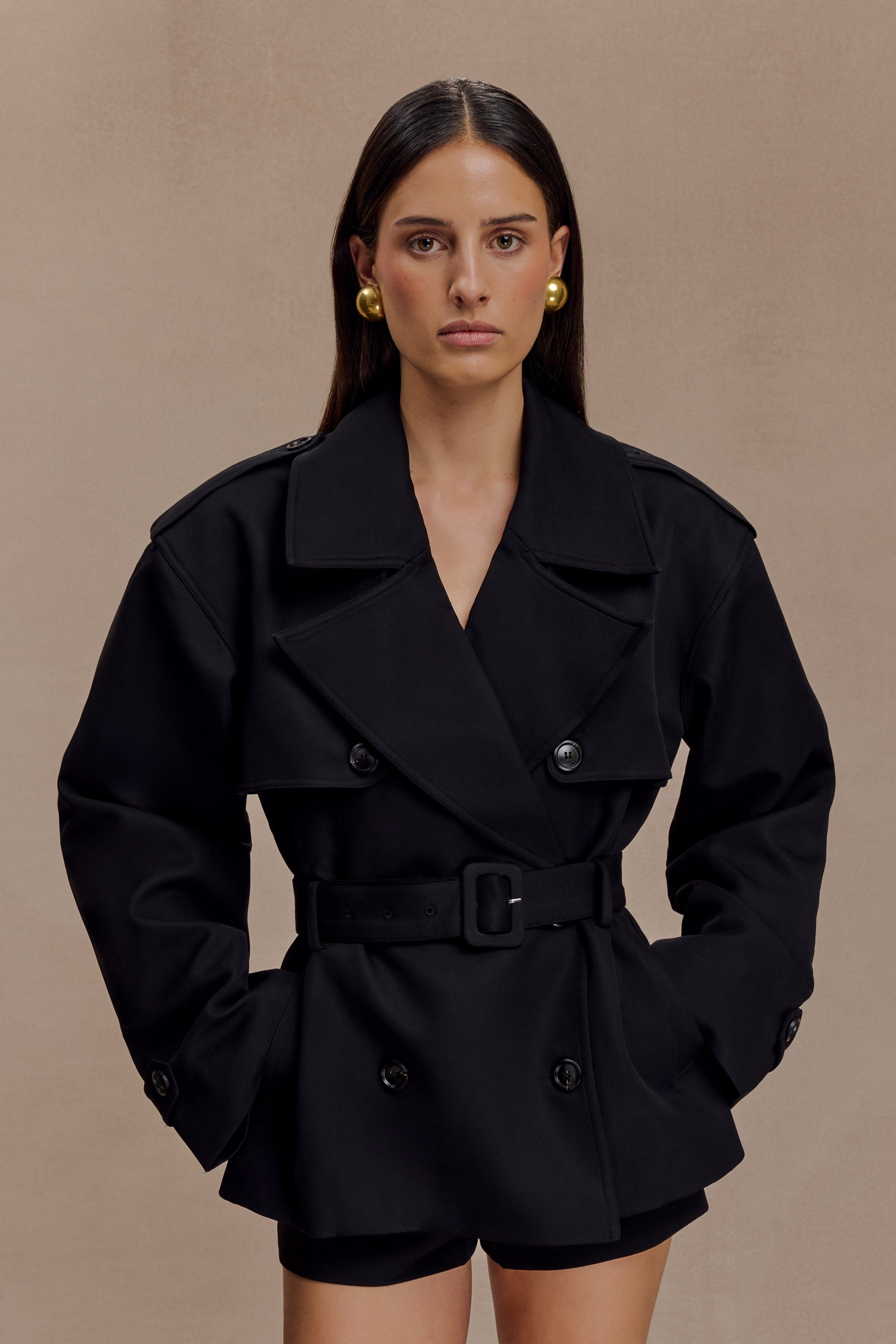Alden Short Trench Jacket - Black #10