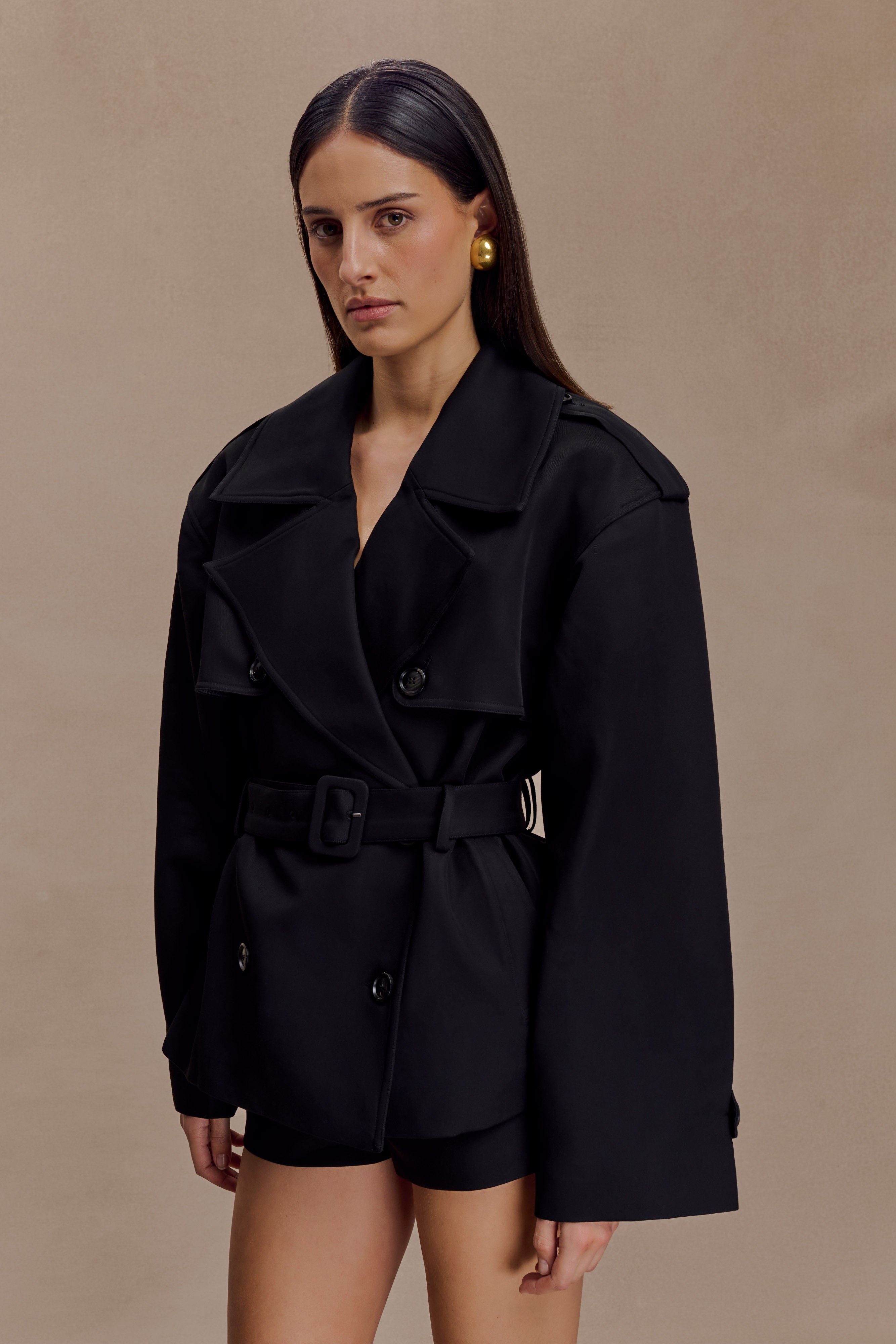 TANAKA “PADDED SHORT TRENCH” Buy ONLY Blue Short Trench Coat from
