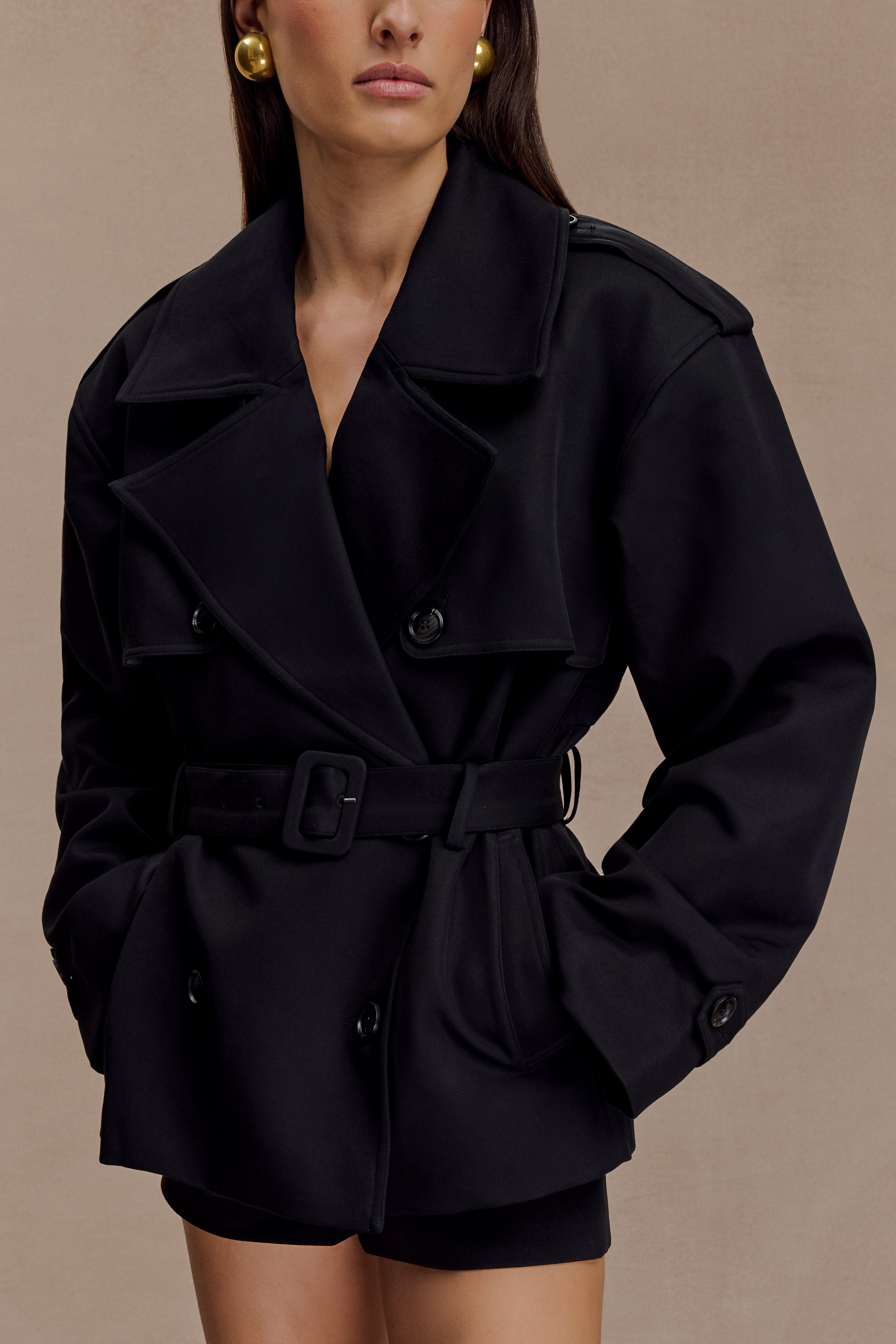 Alden Short Trench Jacket - Black | MESHKI