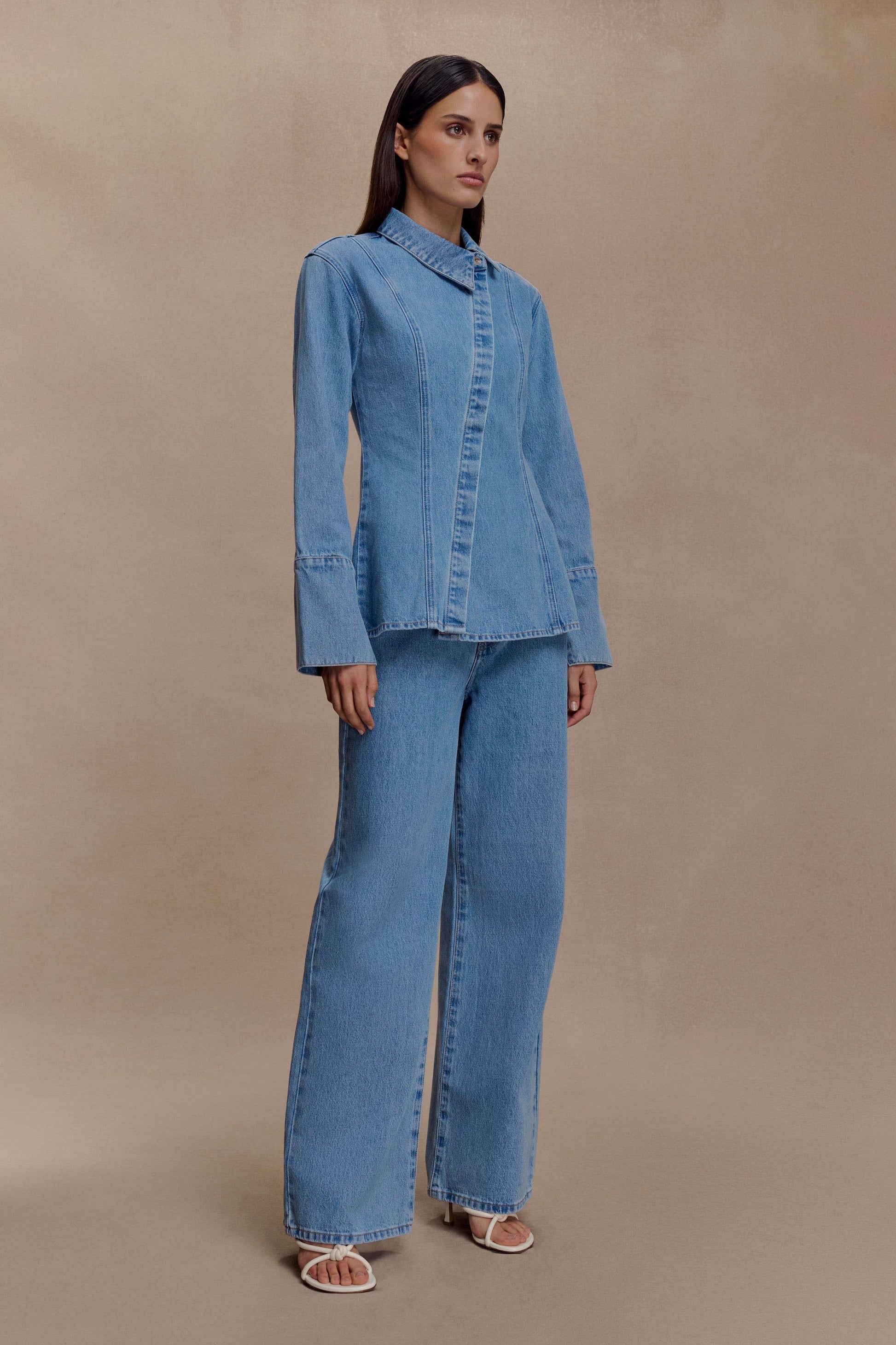 Jericho Asymmetrical Denim Shirt - Classic Blue #6