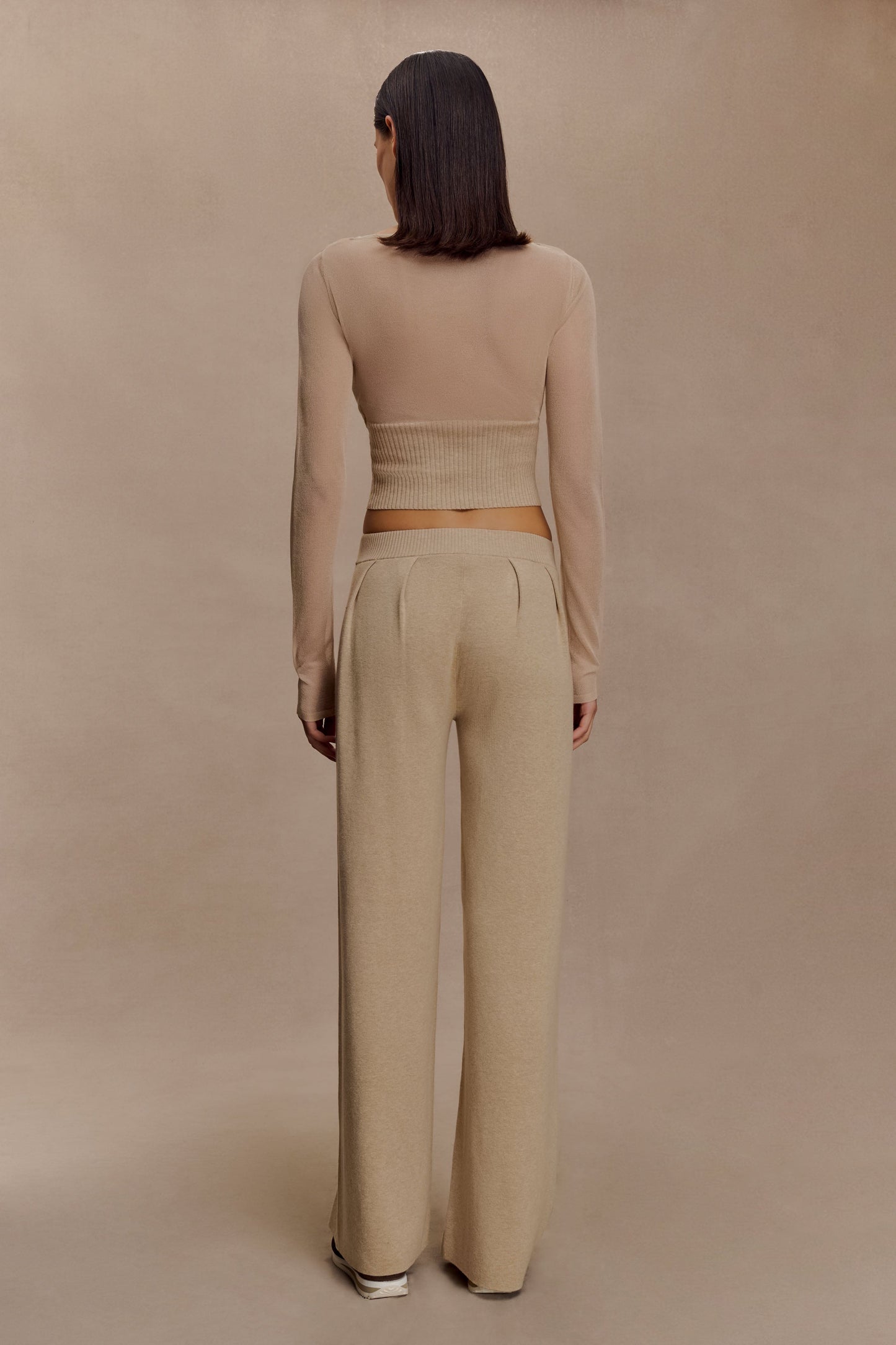 Frannie Gathered Silk Blend Knit Pants - Sand