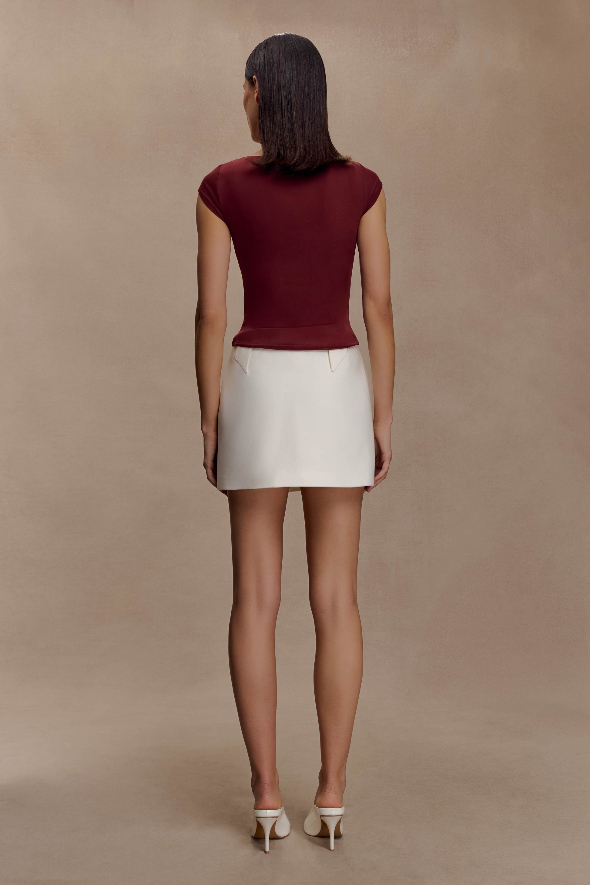 Romana Short Sleeve Mesh Top - Burgundy #5