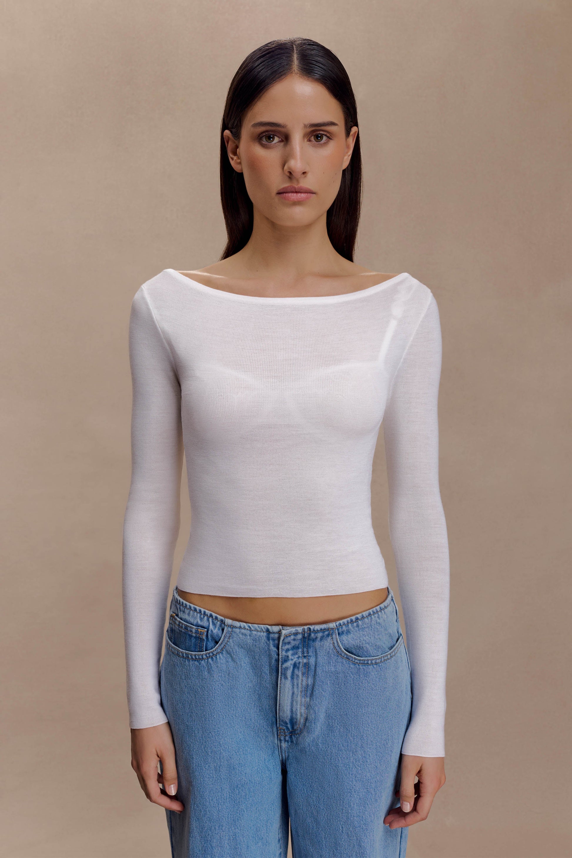 Paedyn Merino Wool Ribbed Long Sleeve Top - Ivory #3
