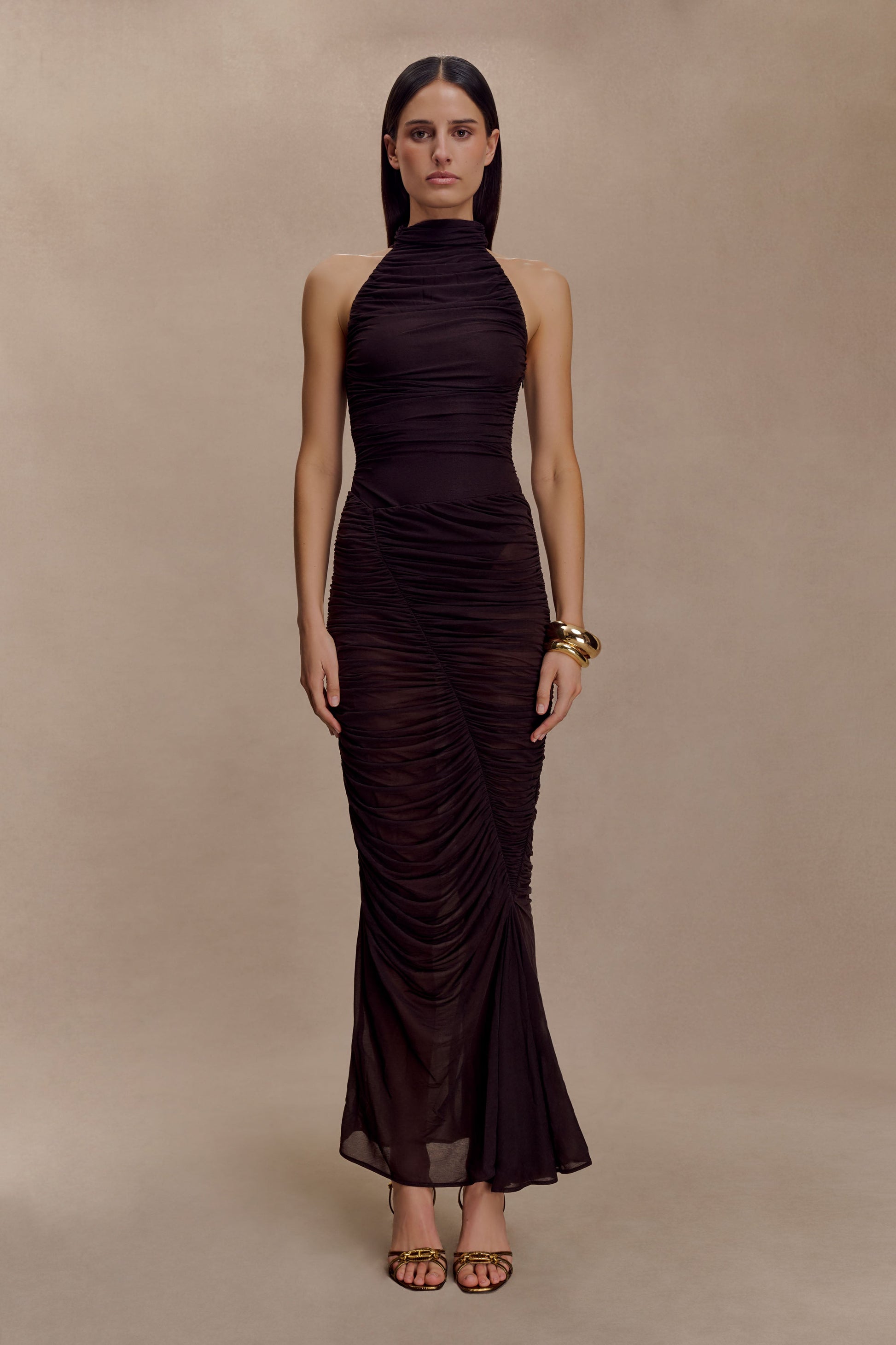 Matilda Ruched Mesh Bodysuit - Chocolate #6