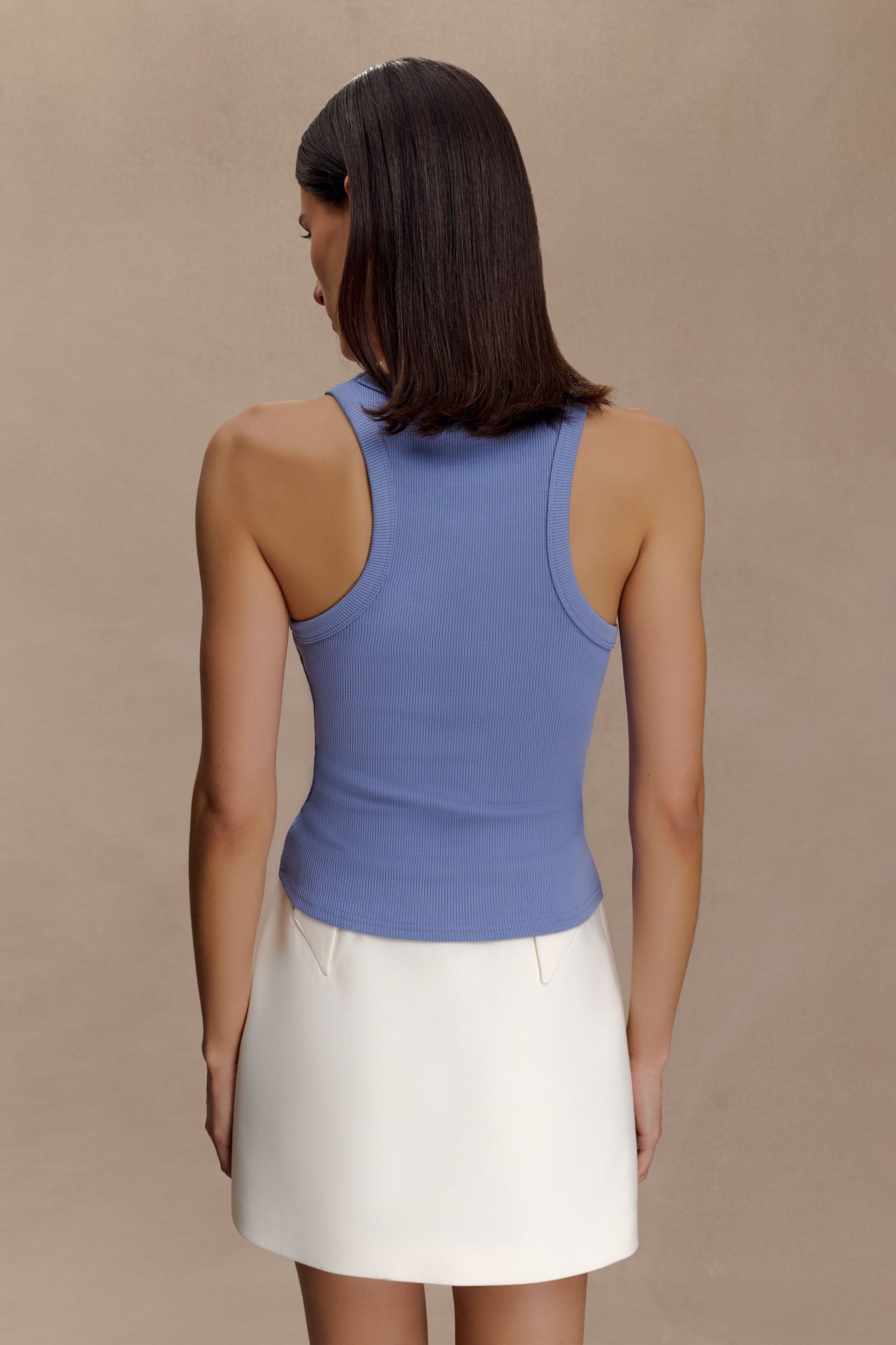 Lola Ribbed Sleeveless Top With Hardware - Cornflower Blue #2