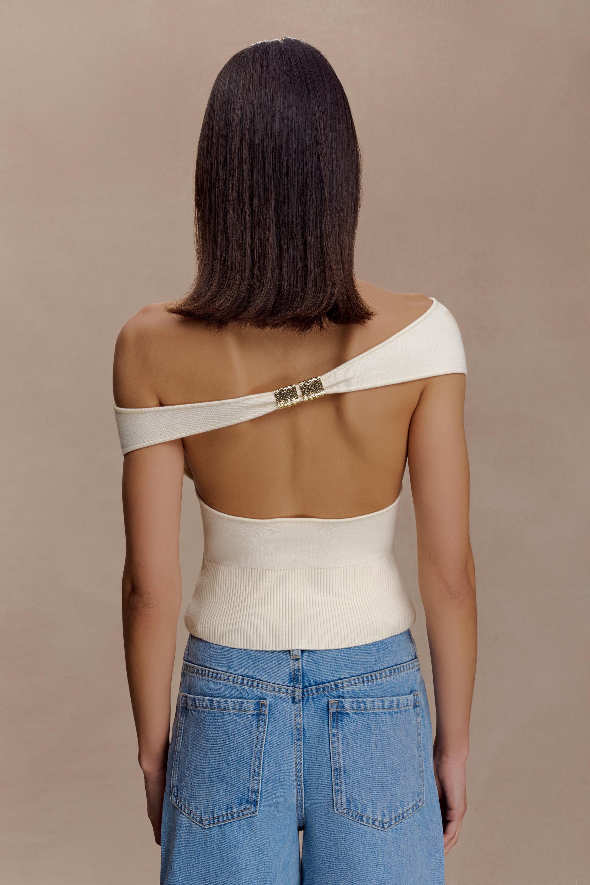 Carley Off Shoulder Knit Top - Ivory #2