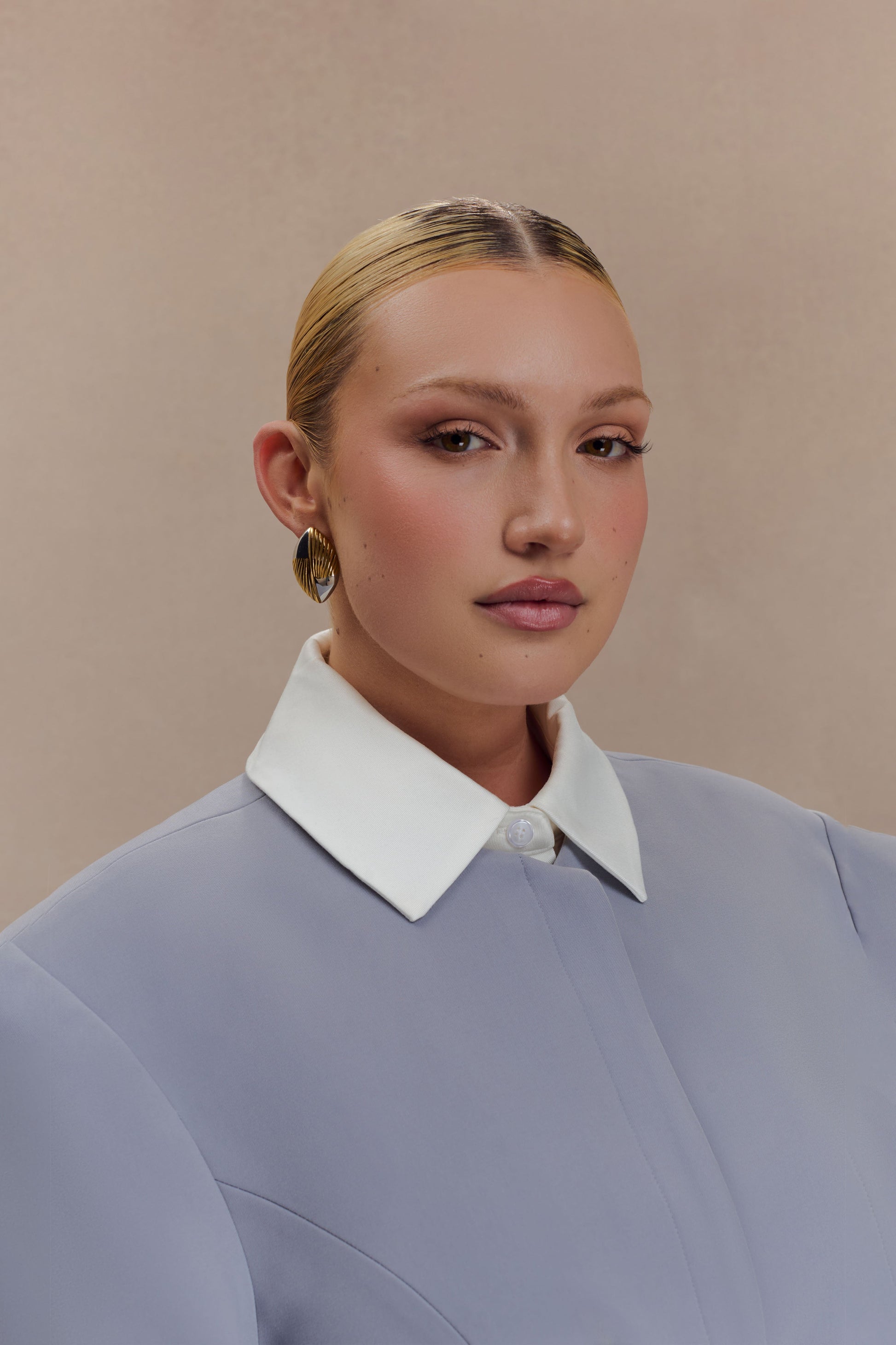 Felicity Mixed Metal Oval Earrings - Gold #3