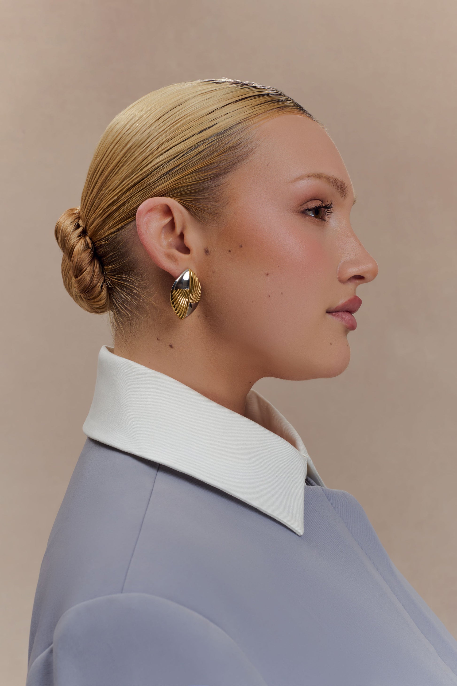 Felicity Mixed Metal Oval Earrings - Gold #4