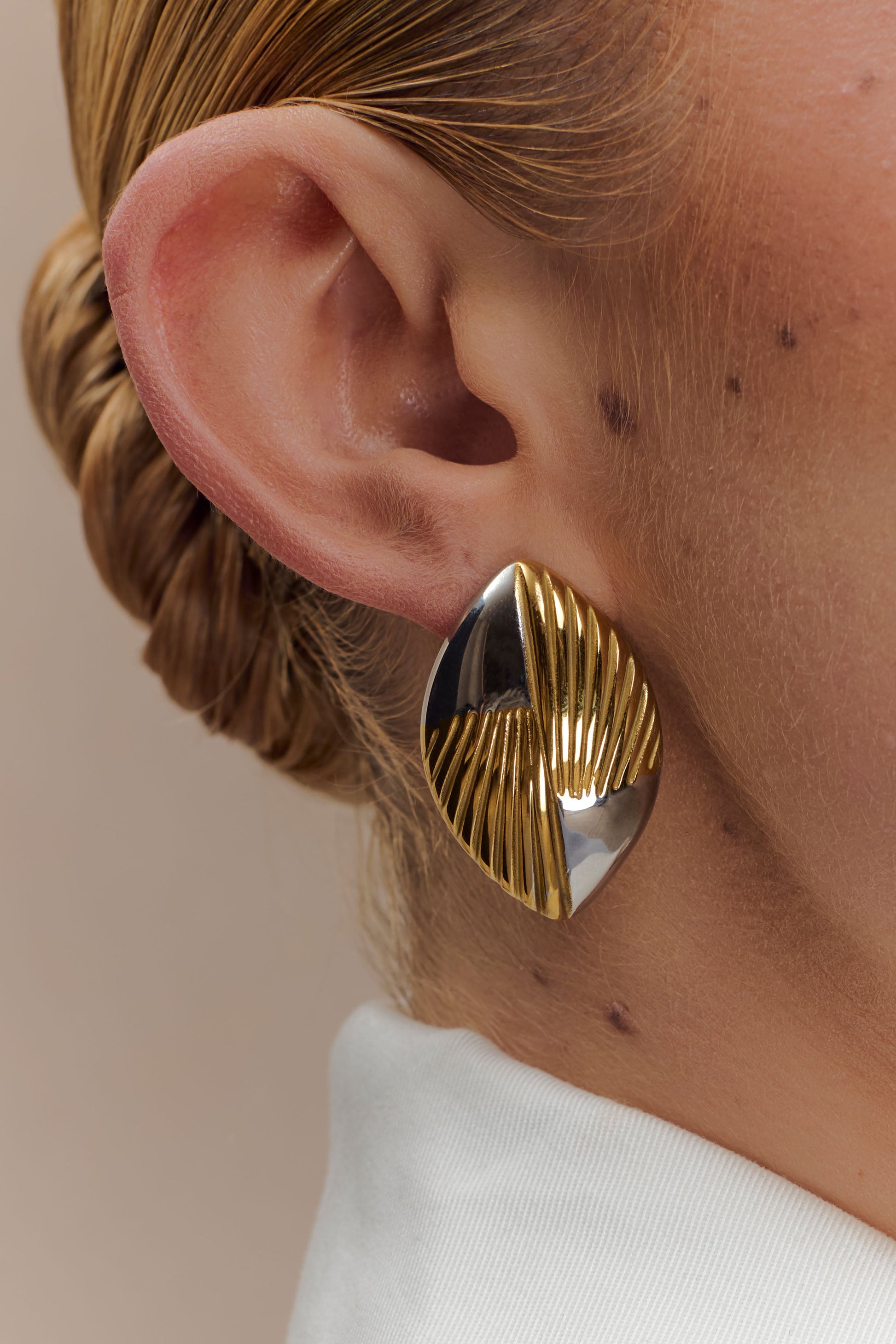 Felicity Mixed Metal Oval Earrings - Gold #5