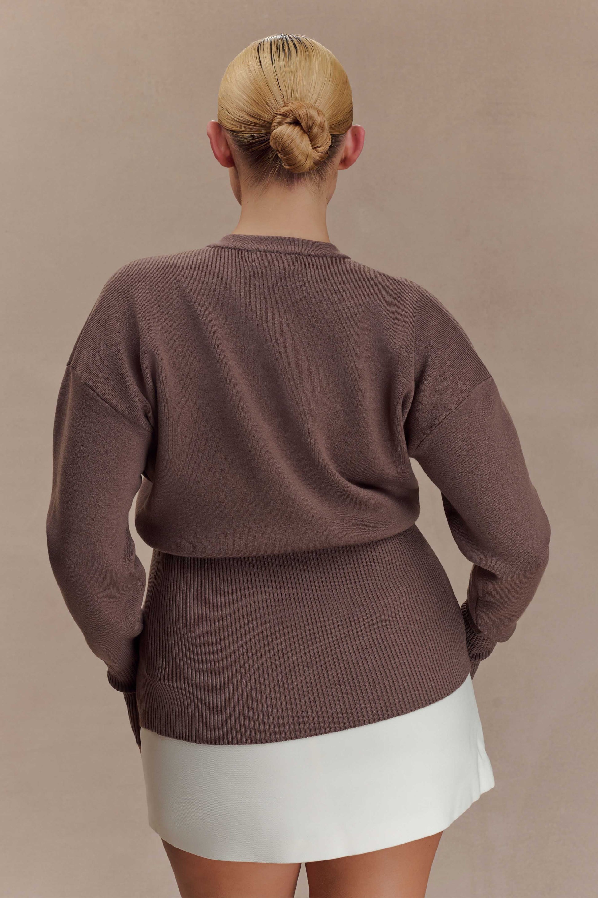 Amanda Statement Button Knit Cardigan - Cacao Brown #5