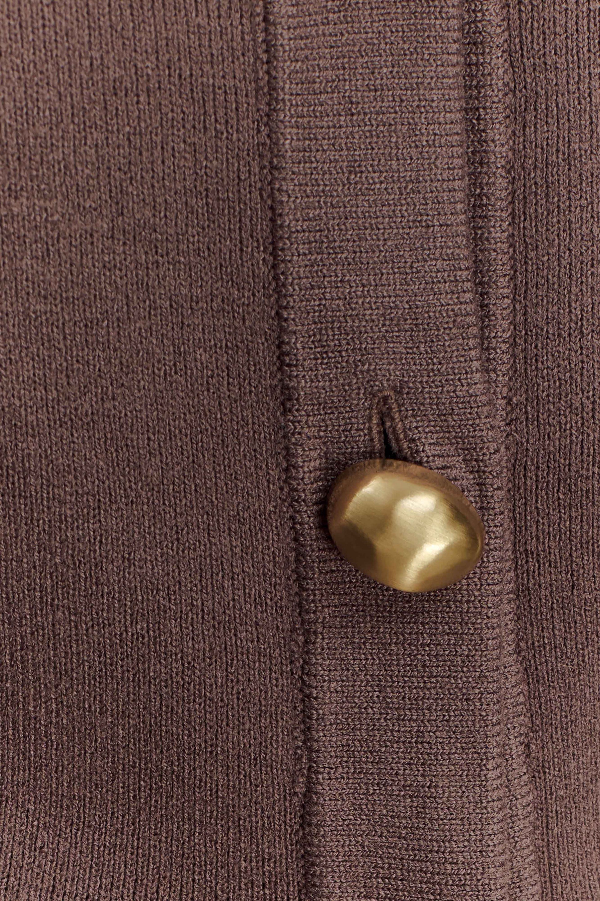 Amanda Statement Button Knit Cardigan - Cacao Brown #8