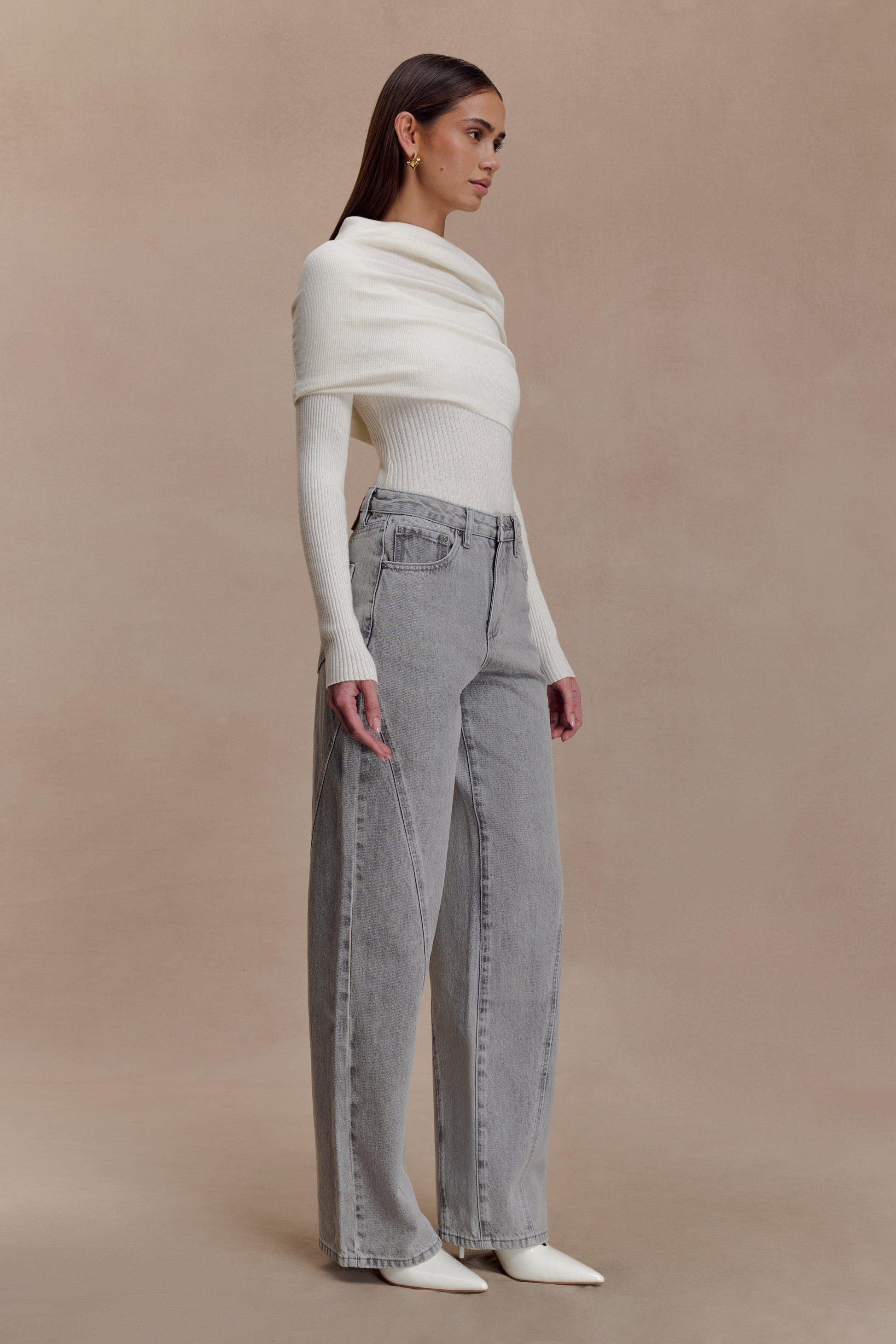 Georgette Mid Rise Paneled Denim Jeans - Grey #6