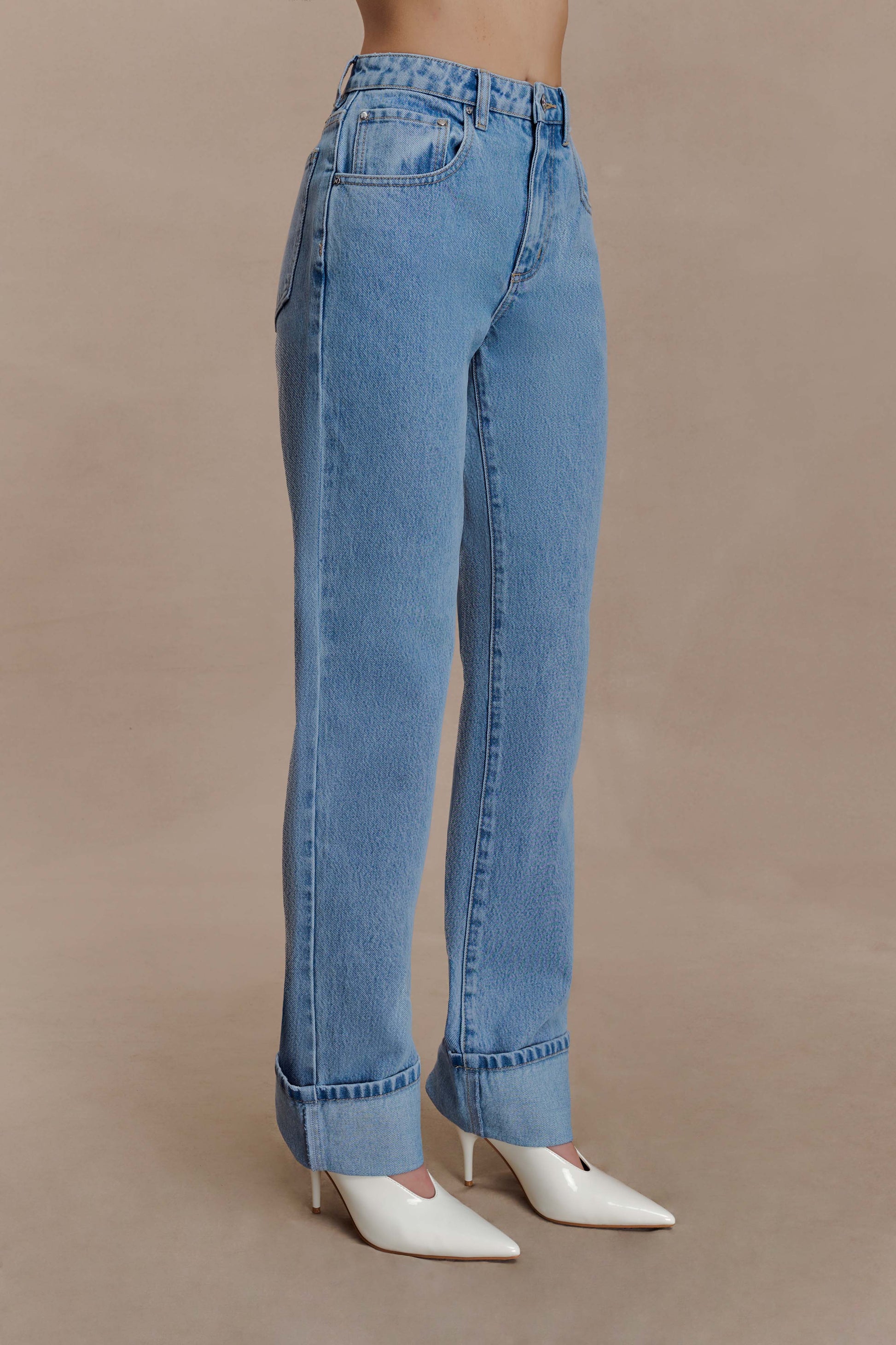Kirralee Straight Leg Cuffed Jeans - Classic Blue #6