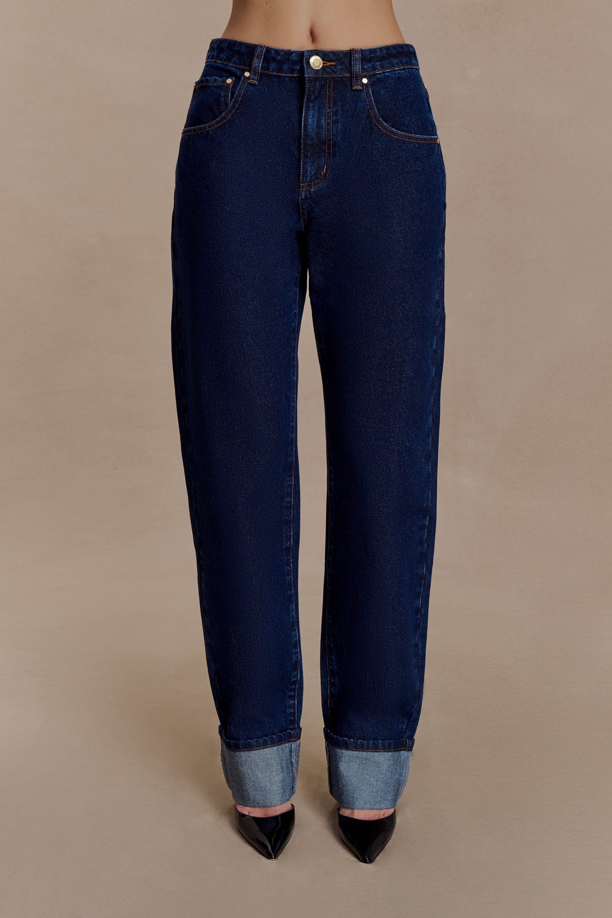 Kirralee Straight Leg Cuffed Jeans - Indigo Blue #8