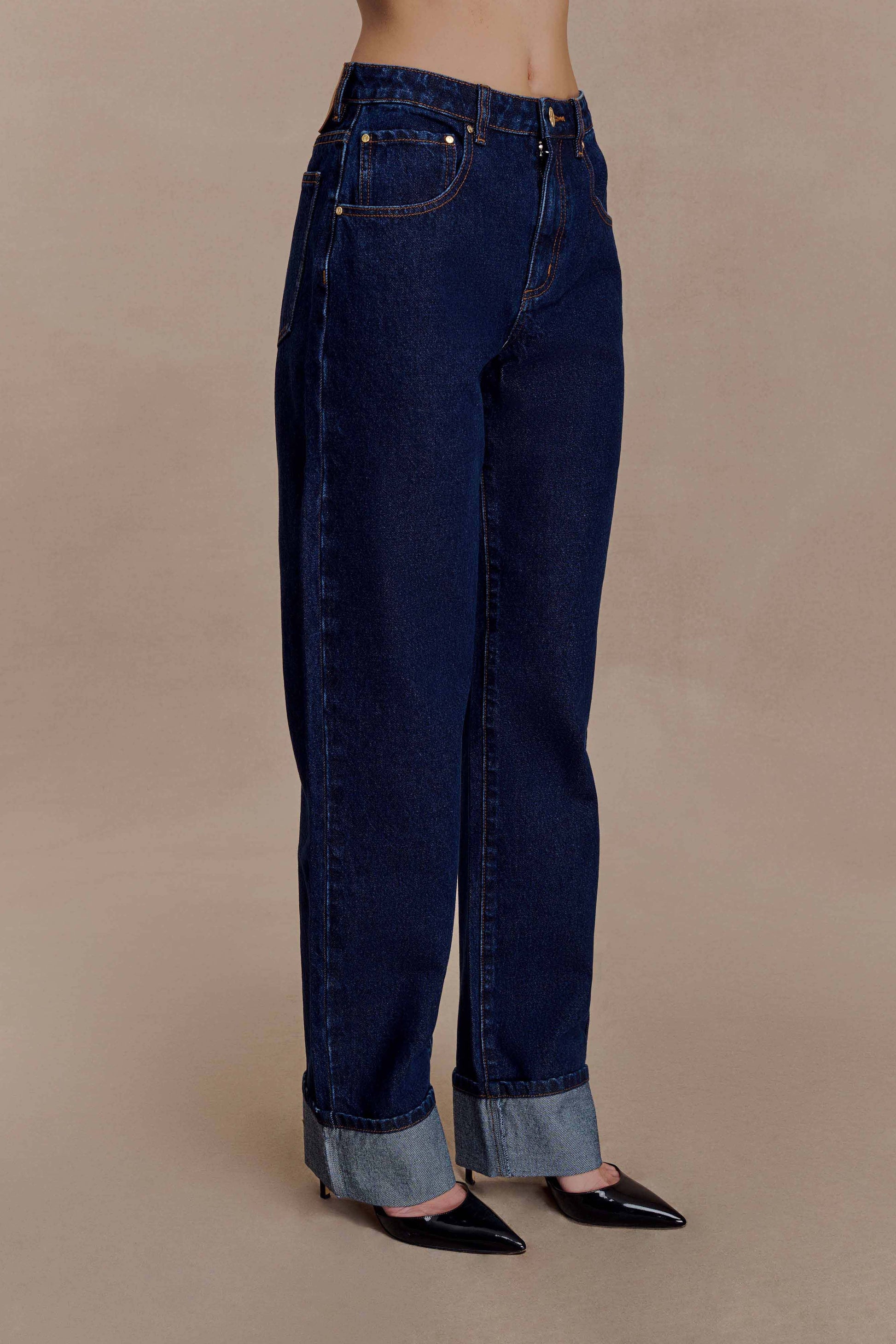 Kirralee Straight Leg Cuffed Jeans - Indigo Blue #6