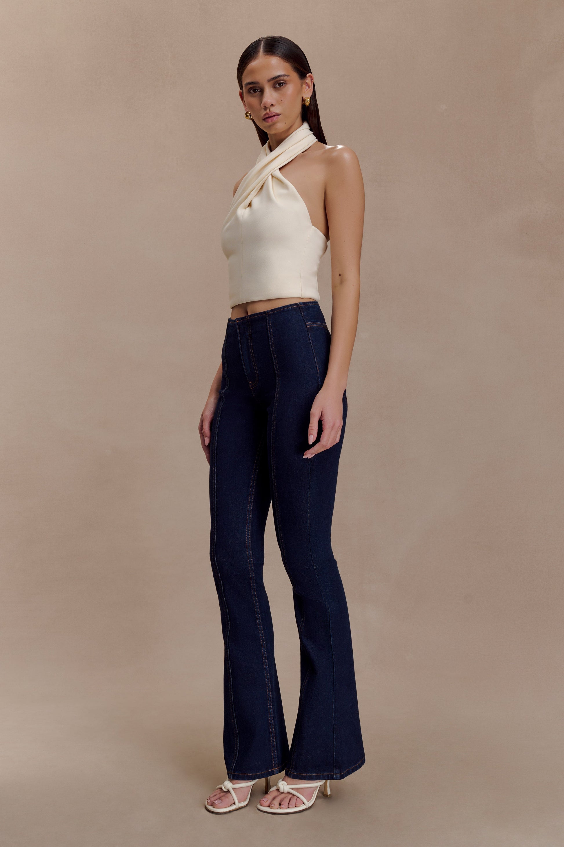 Clio Paneled Flare Jeans - Indigo Blue #4