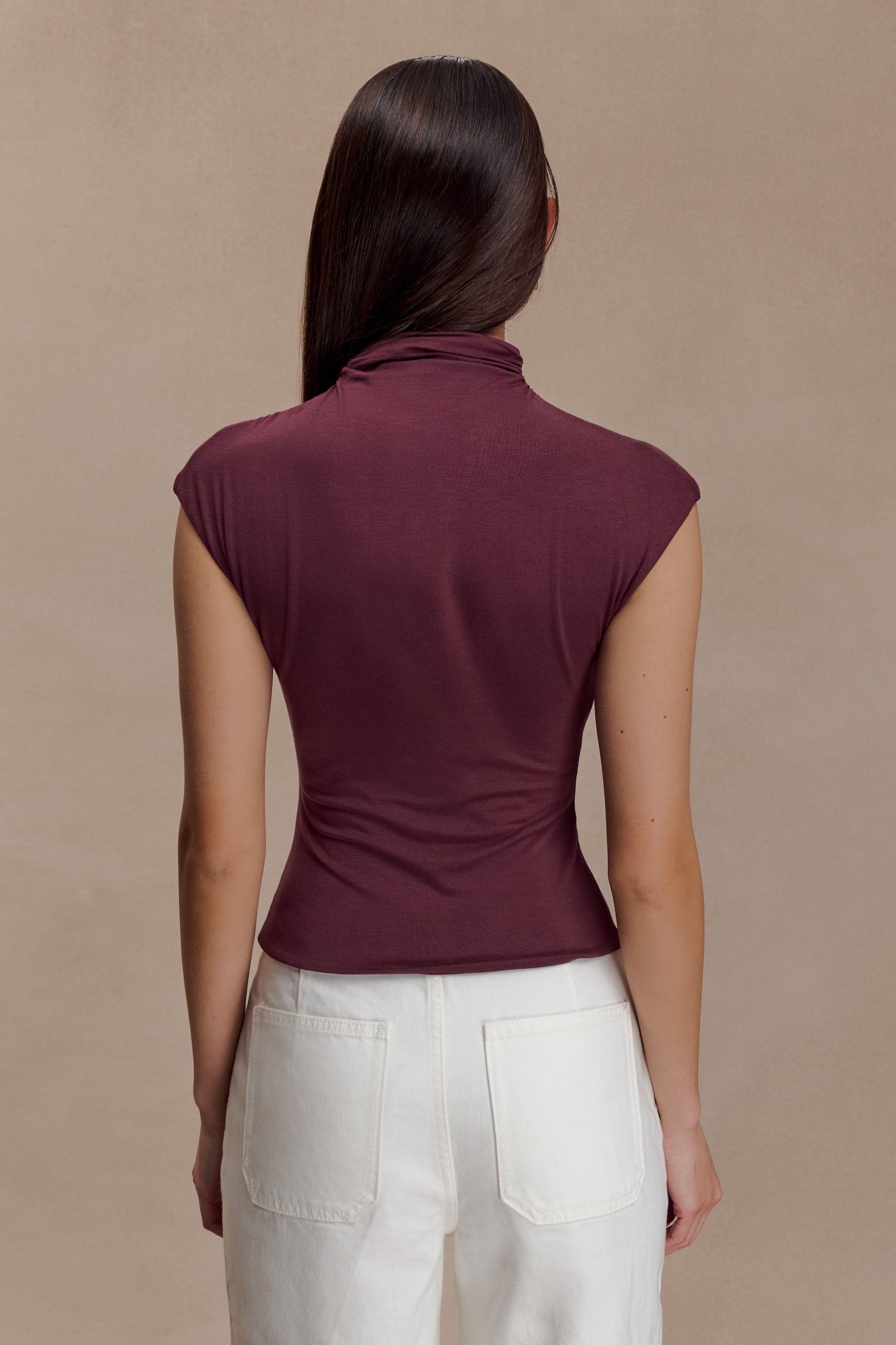Freesia High Neck Sleeveless Top - Mahogany #2
