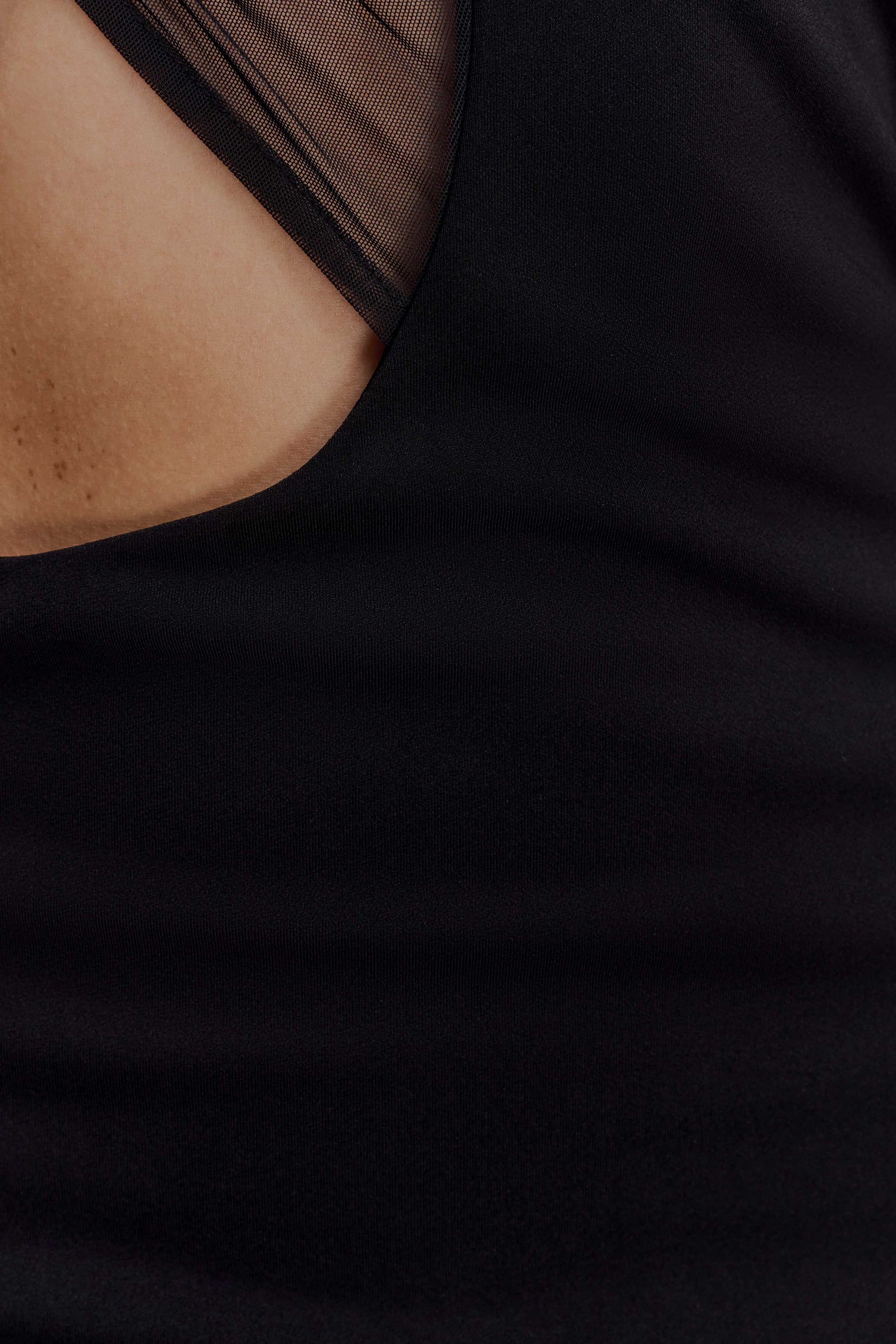 Aubree Crepe And Mesh Mini Dress - Black #7