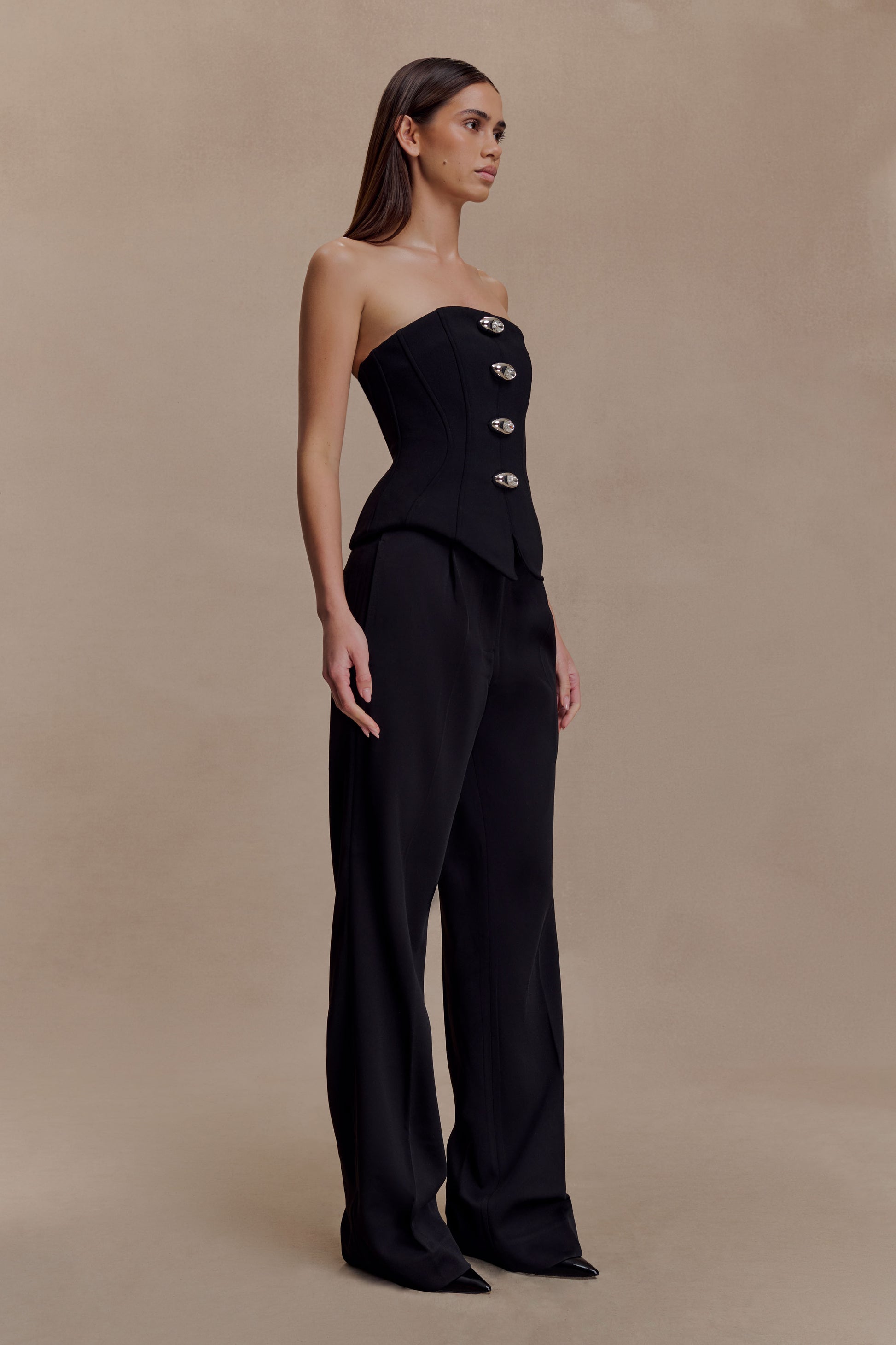 Arla Button Up Corset Top - Black #5