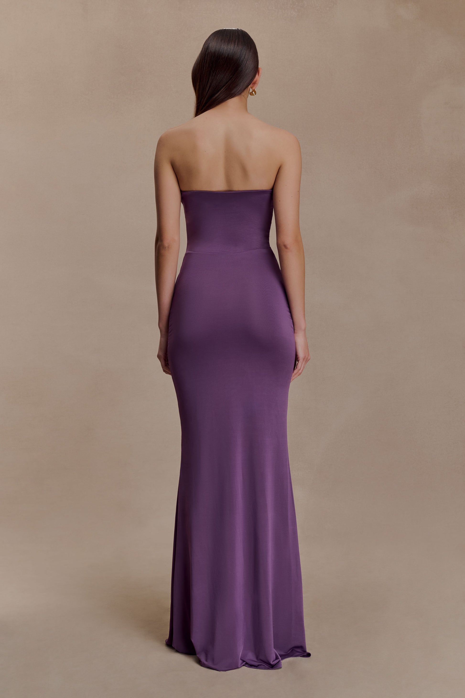 Madison Strapless Slinky Maxi Dress - Purple #2