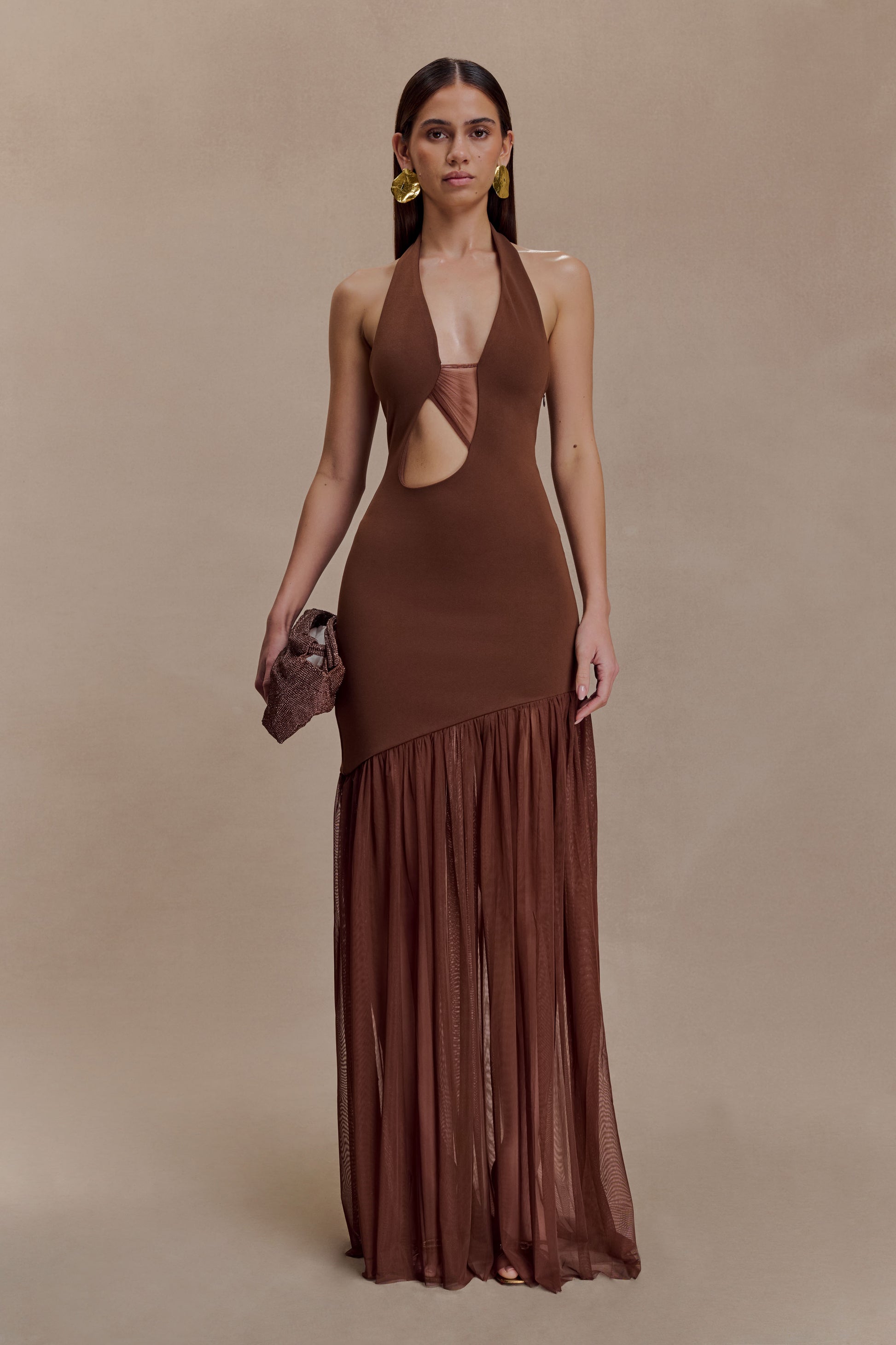 manuka brown dress TIE DETAIL MUSLIN DRESS BROWN