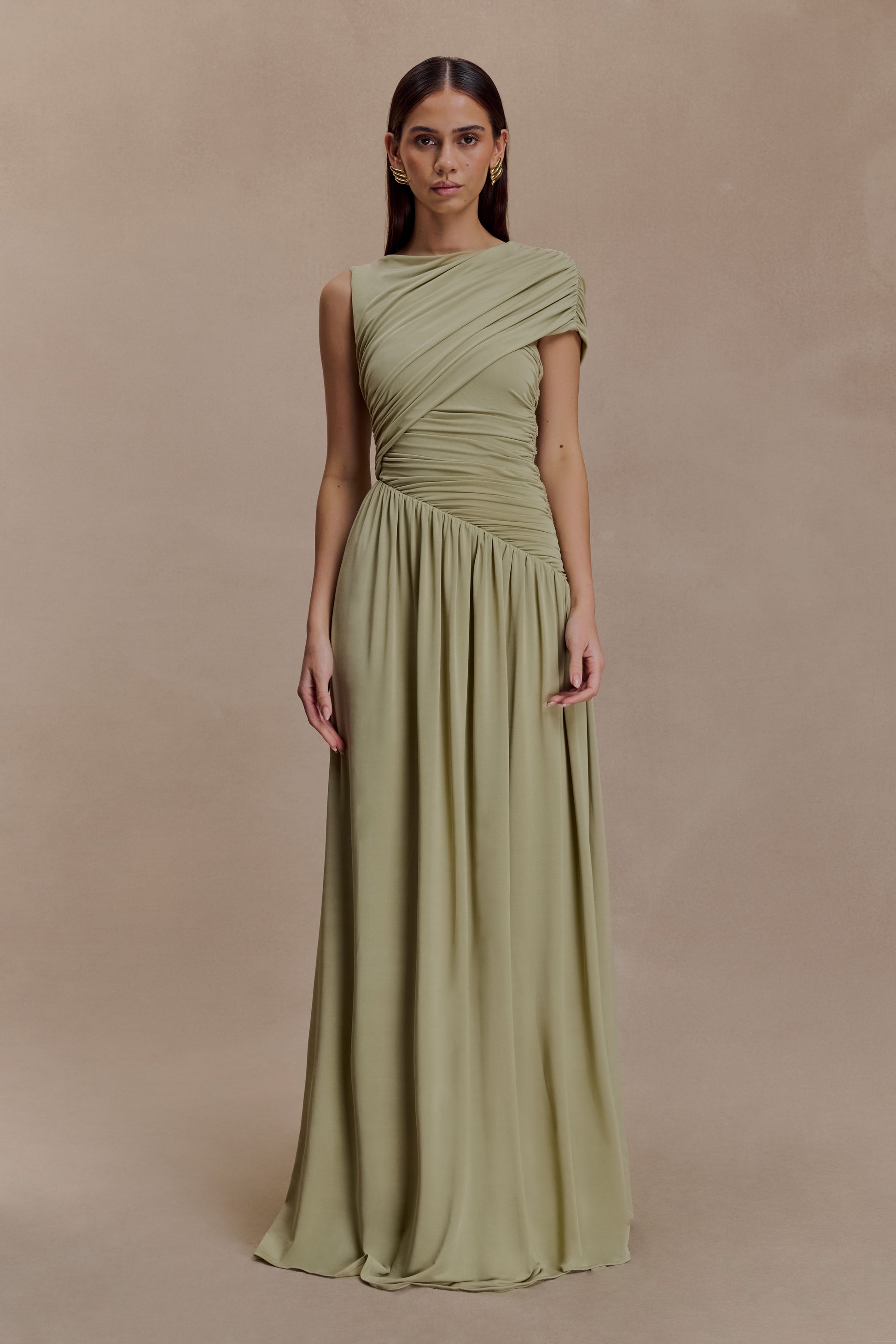 Ayeshya Slinky Asymmetric Maxi Dress - Sage #5