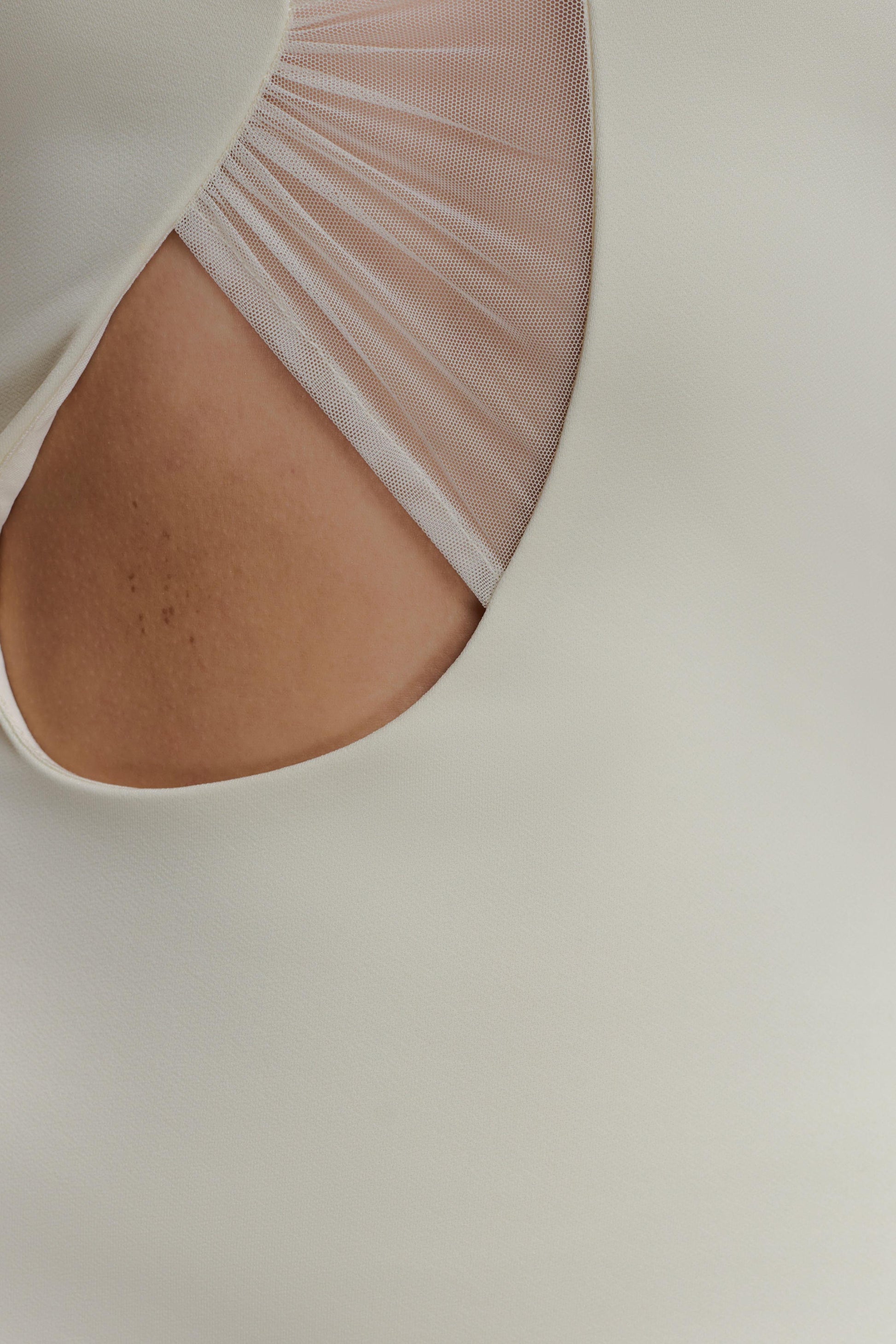 Aubree Crepe And Mesh Maxi Dress - Ivory #4