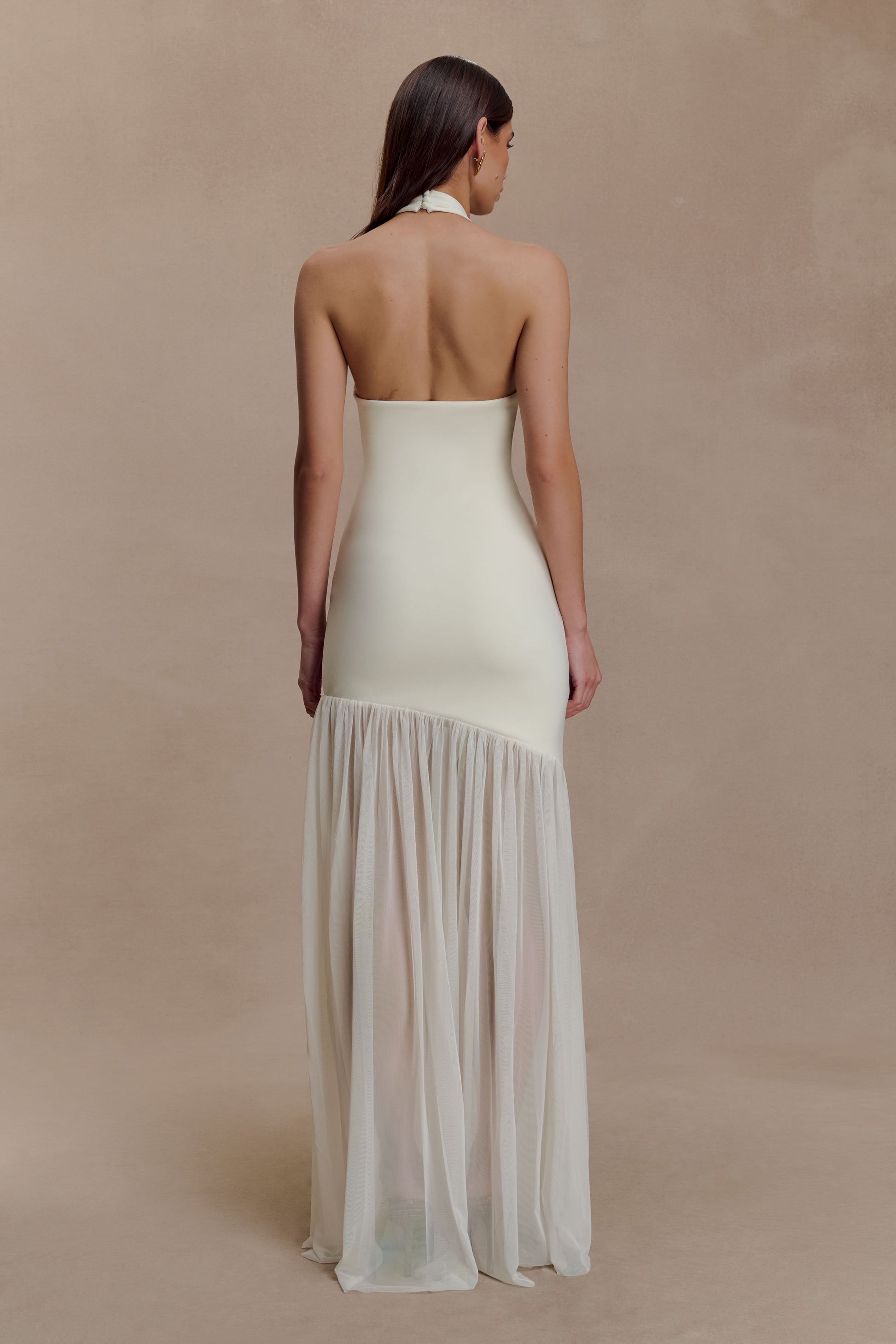 Aubree Crepe And Mesh Maxi Dress - Ivory #2