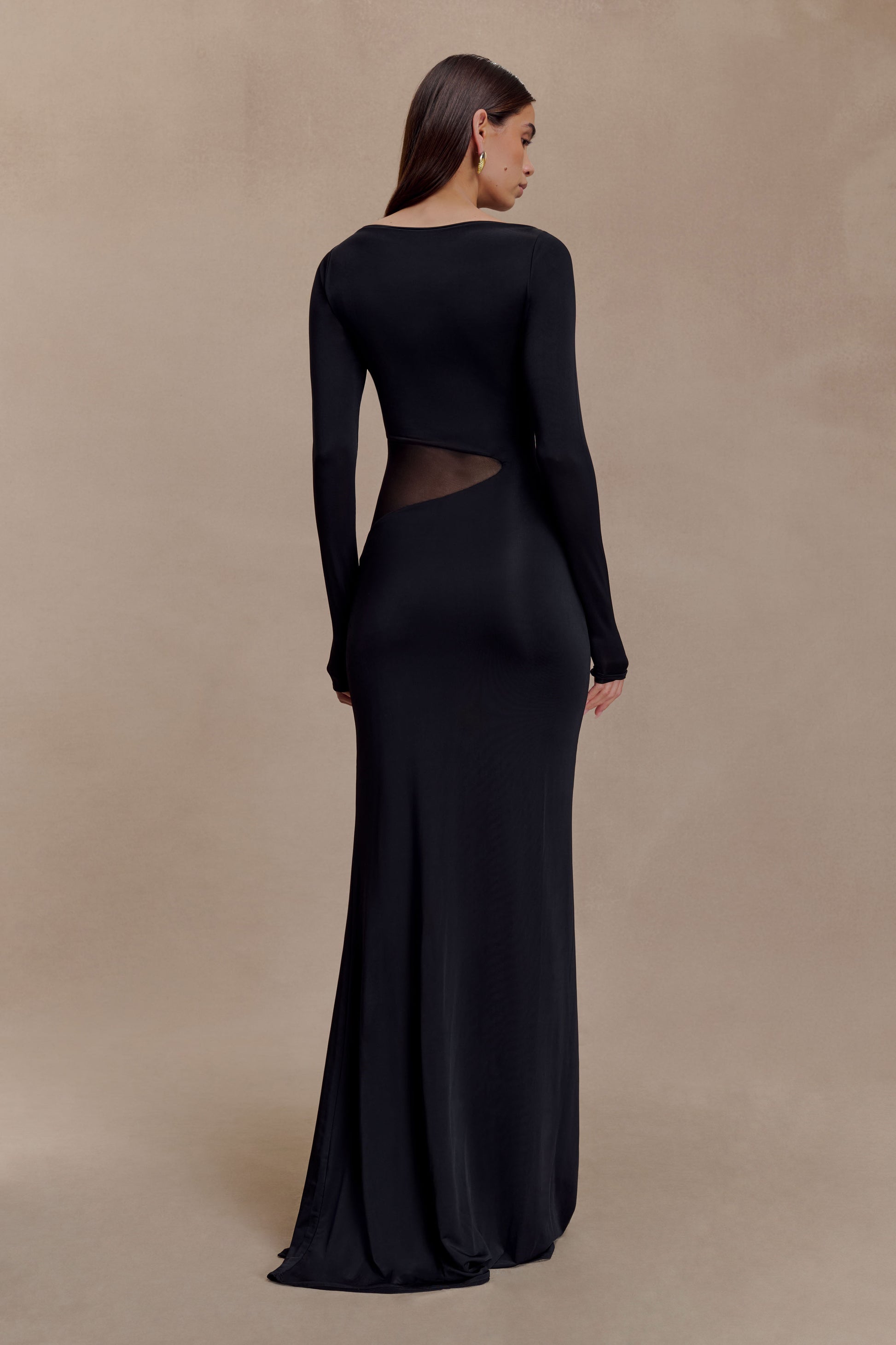 Megan Slinky And Mesh Maxi Dress - Black #2