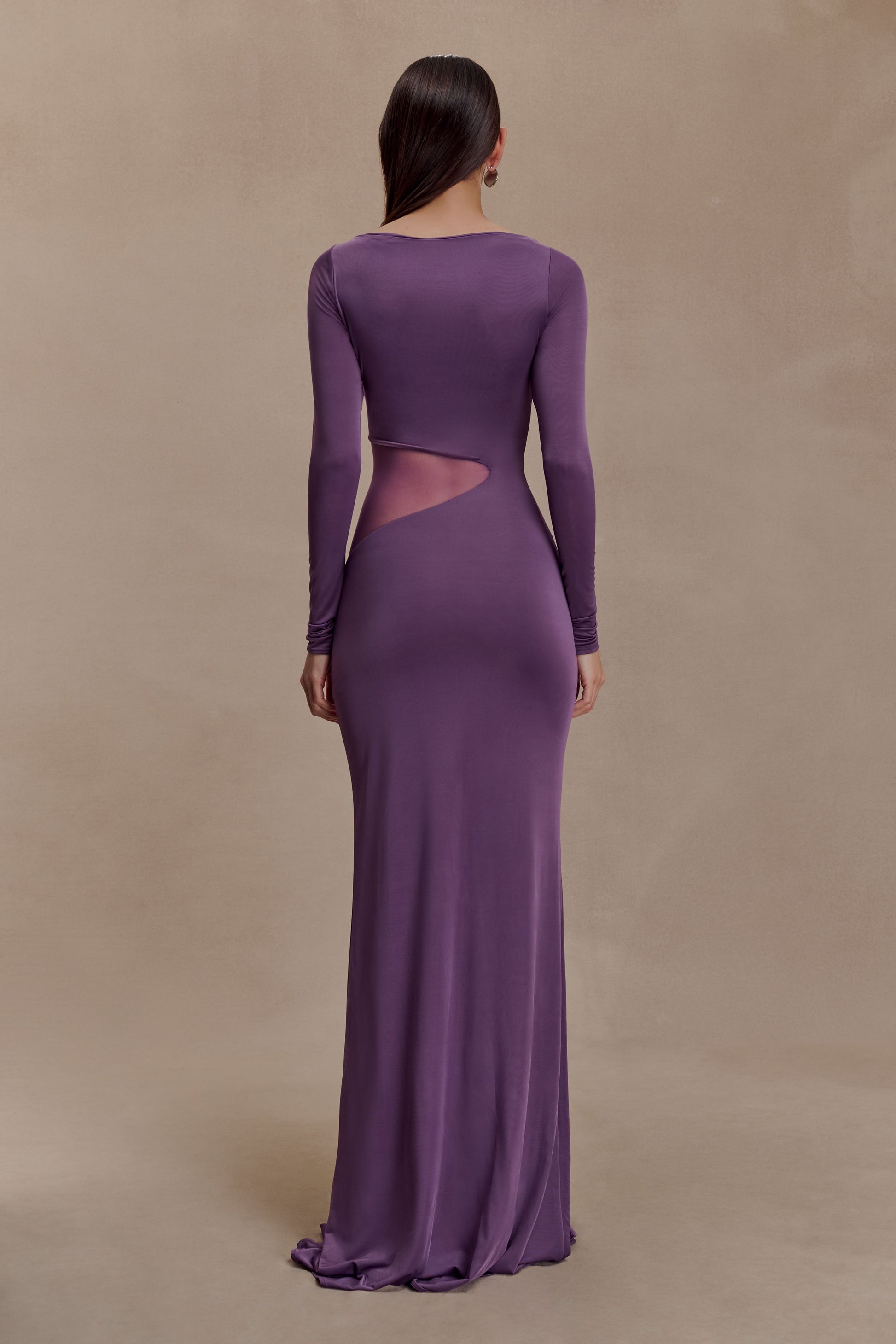 Megan Slinky And Mesh Maxi Dress - Purple #2