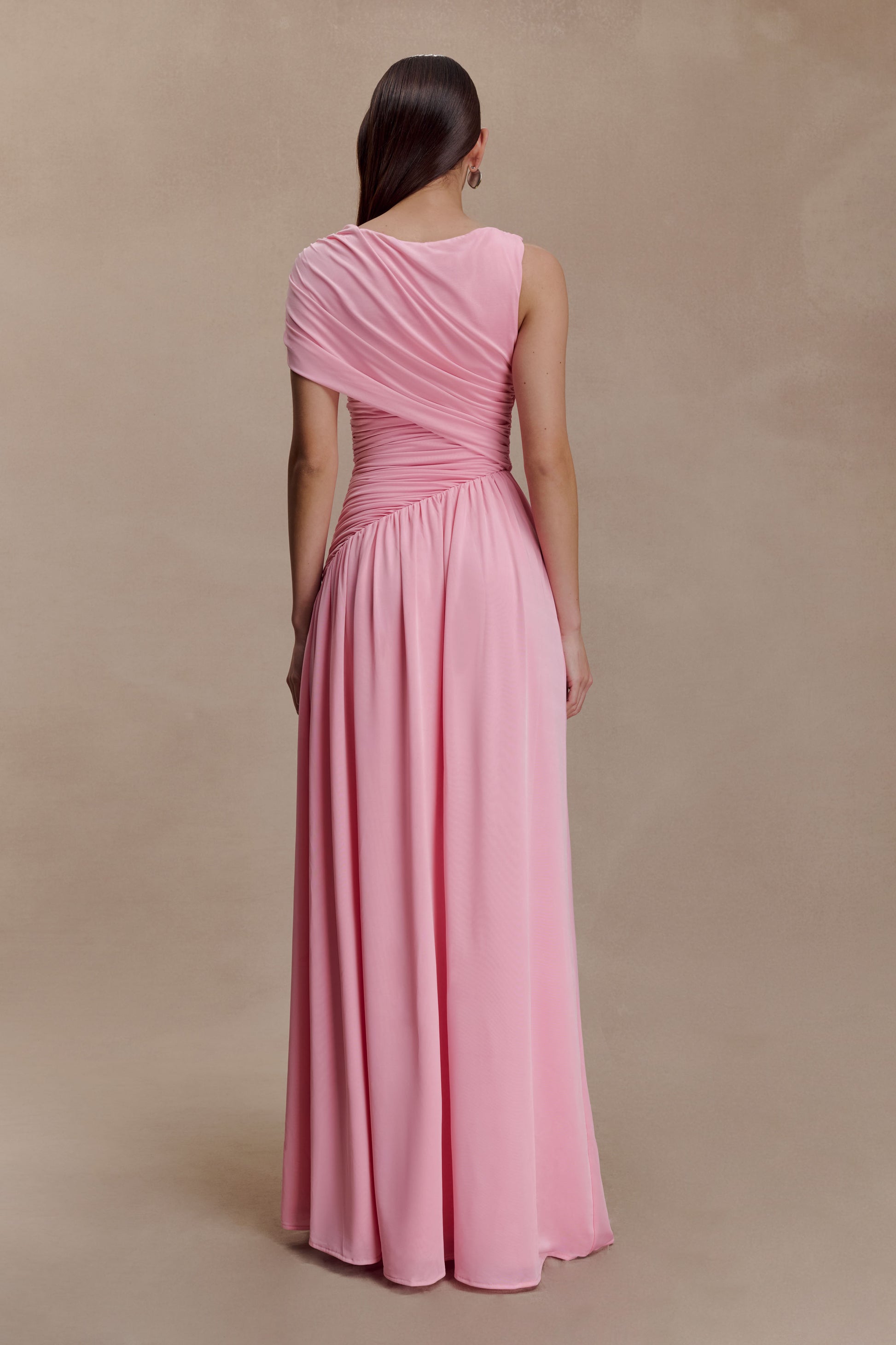 Ayeshya Slinky Asymmetric Maxi Dress - Candy Pink #2