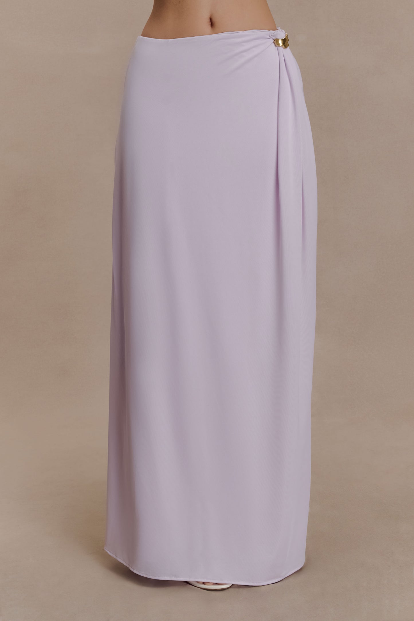 Bridget Slinky Maxi Skirt With Hardware - Dusty Lilac