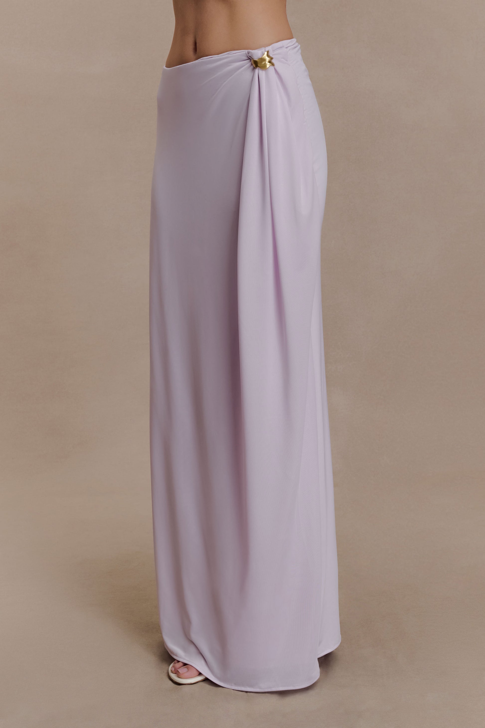 Bridget Slinky Maxi Skirt With Hardware - Dusty Lilac #4