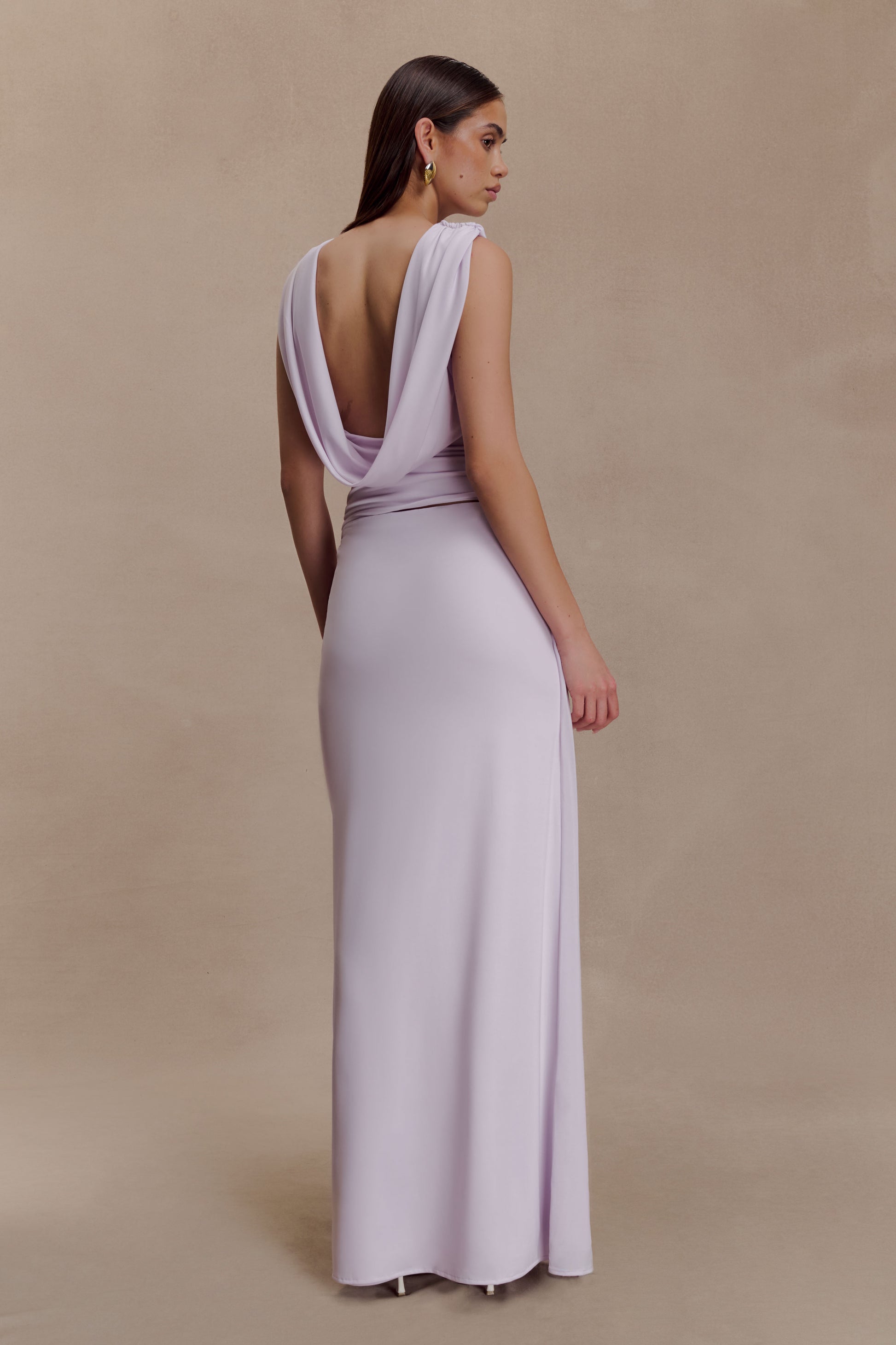 Bridget Slinky Maxi Skirt With Hardware - Dusty Lilac #2