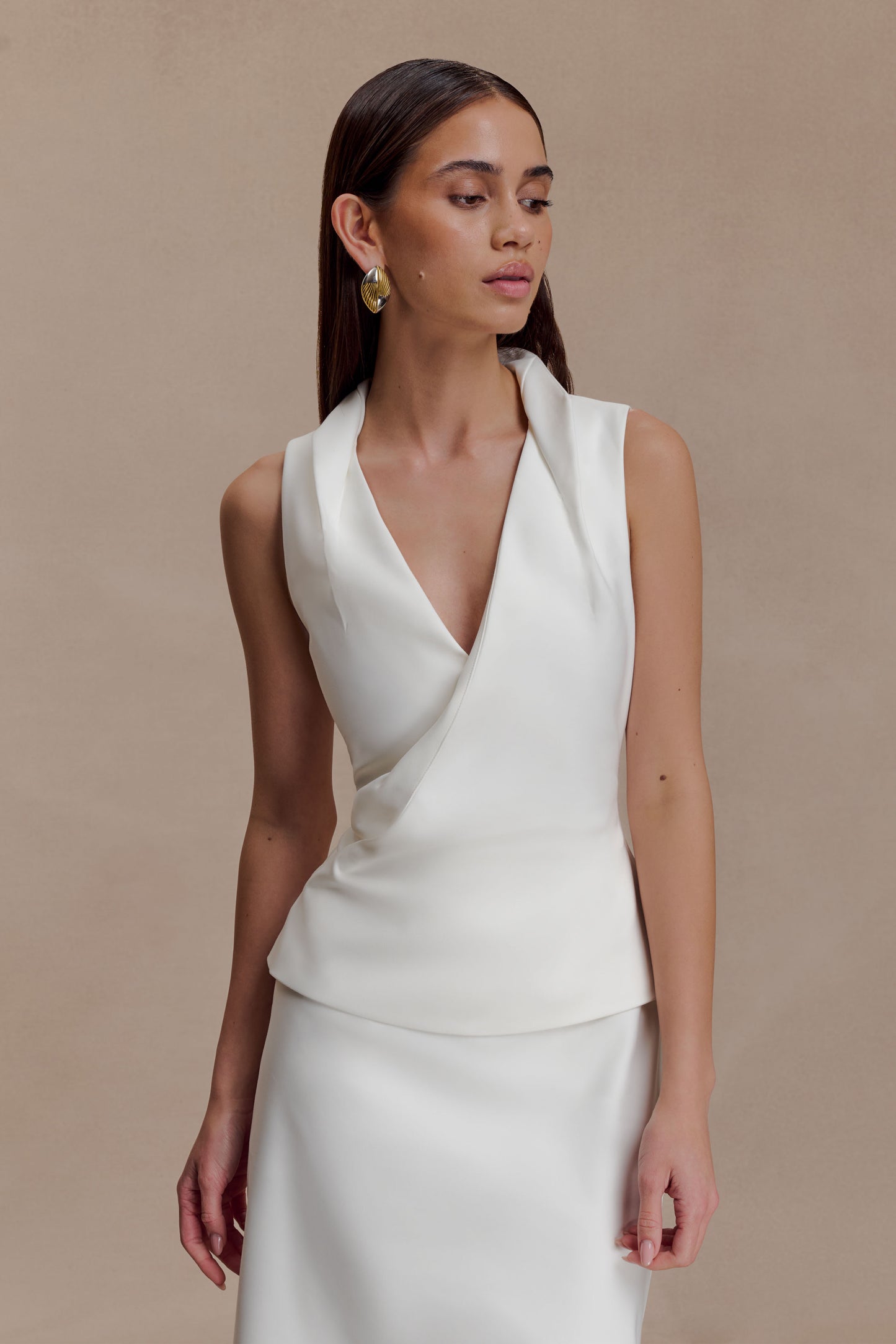 Yanina Cotton Halter Midi Dress - White