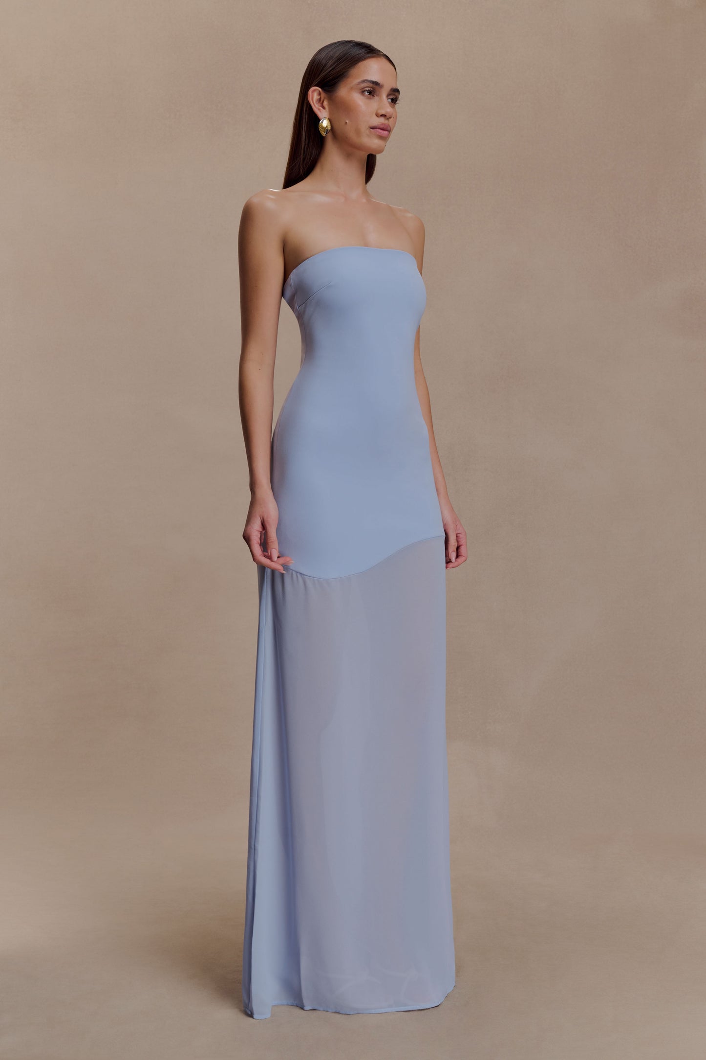 Mason Crepe And Chiffon Maxi Dress - Powder Blue