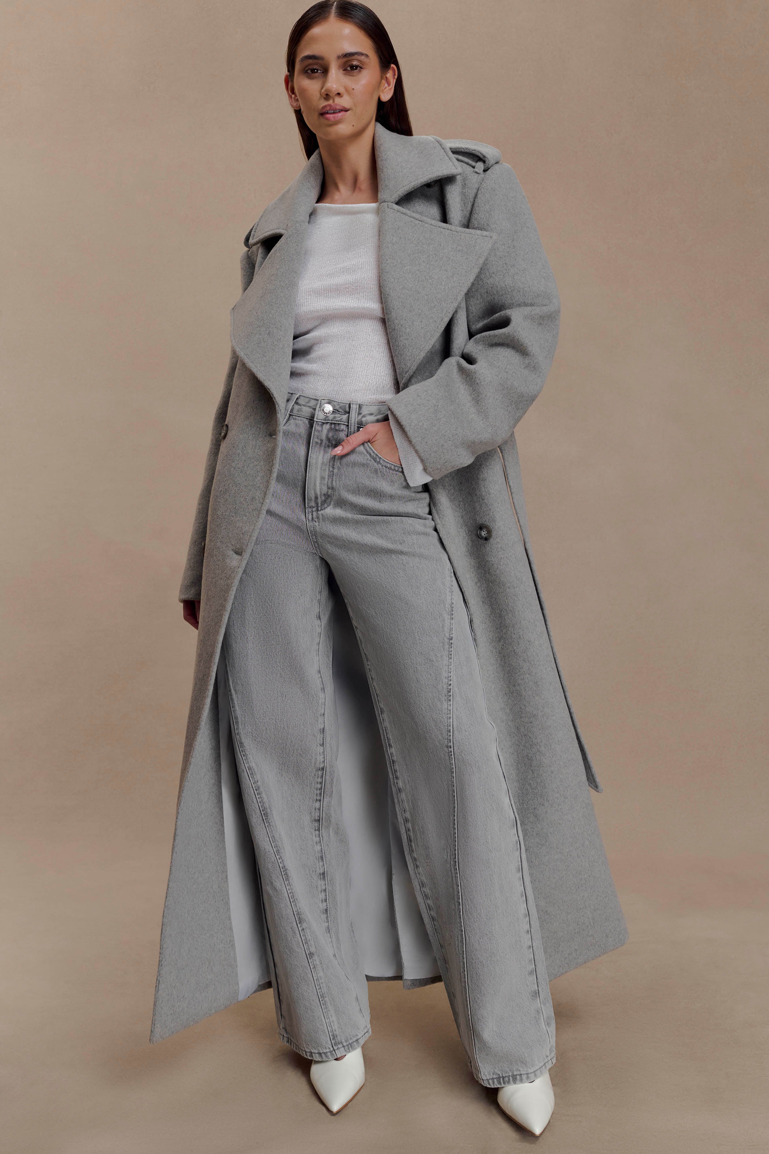Grey White Company Trench Coat The White Company Double Faced Wool