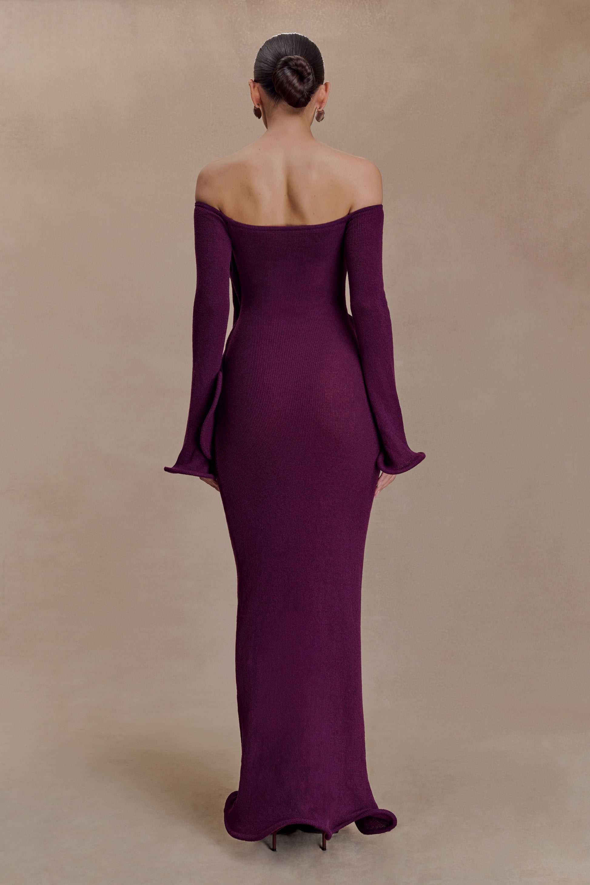 Sandrine Off Shoulder Knit Maxi Dress - Plum #2