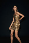 Sadie Structured Mini Dress - Gold
