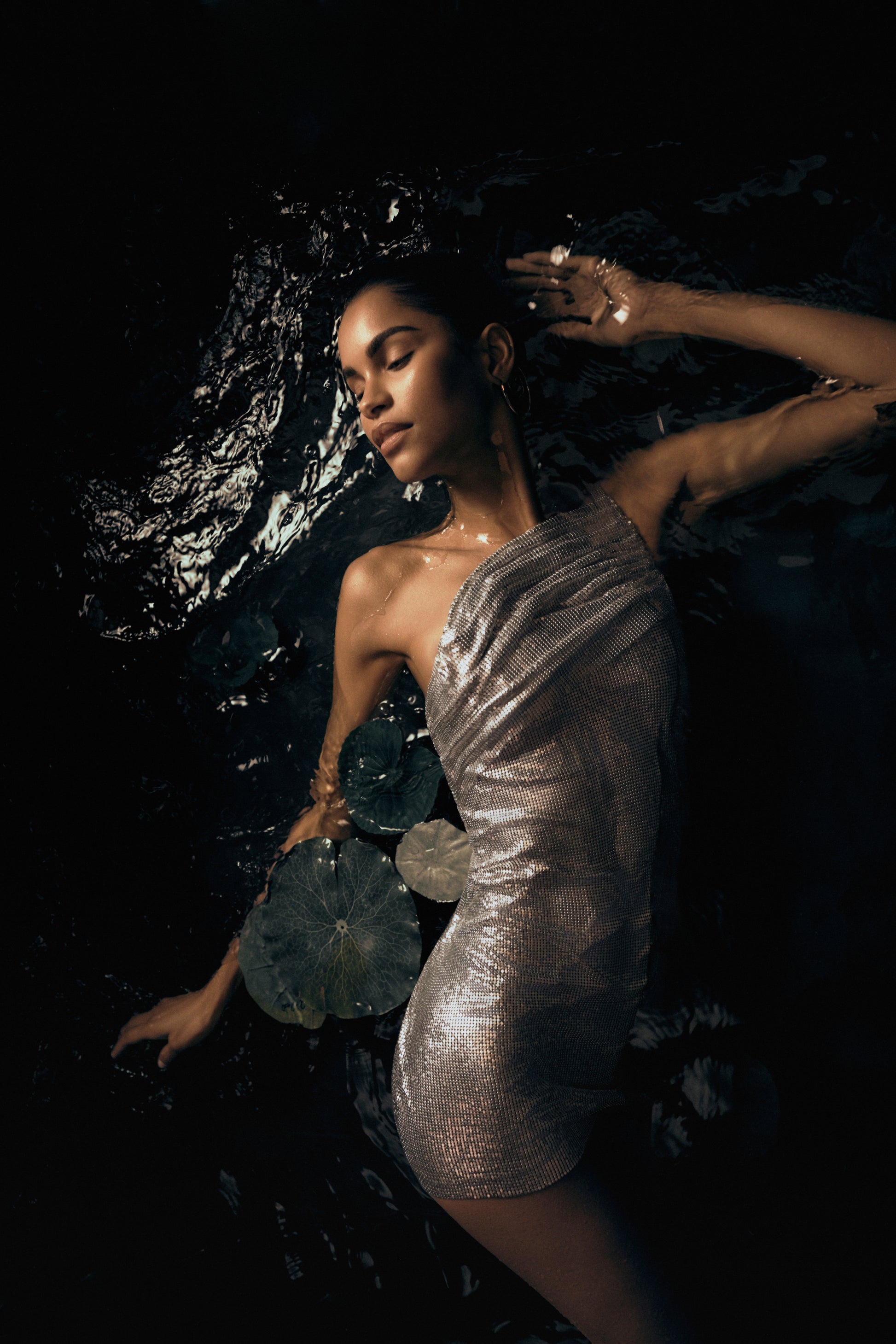 Lyle One Shoulder Glow Mesh Mini Dress - Silver #3