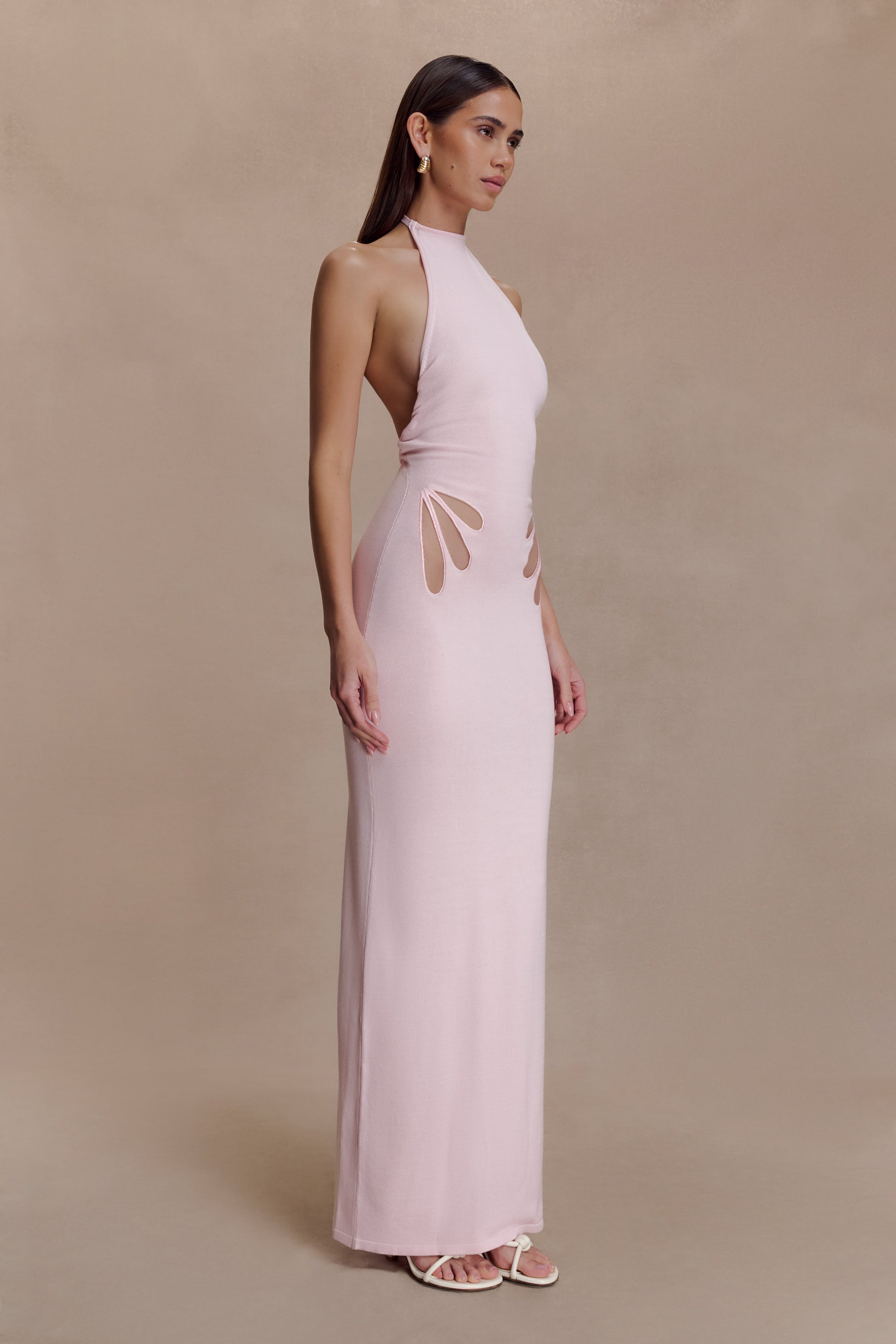Brock Knit Halter Maxi Dress - Baby Pink #3