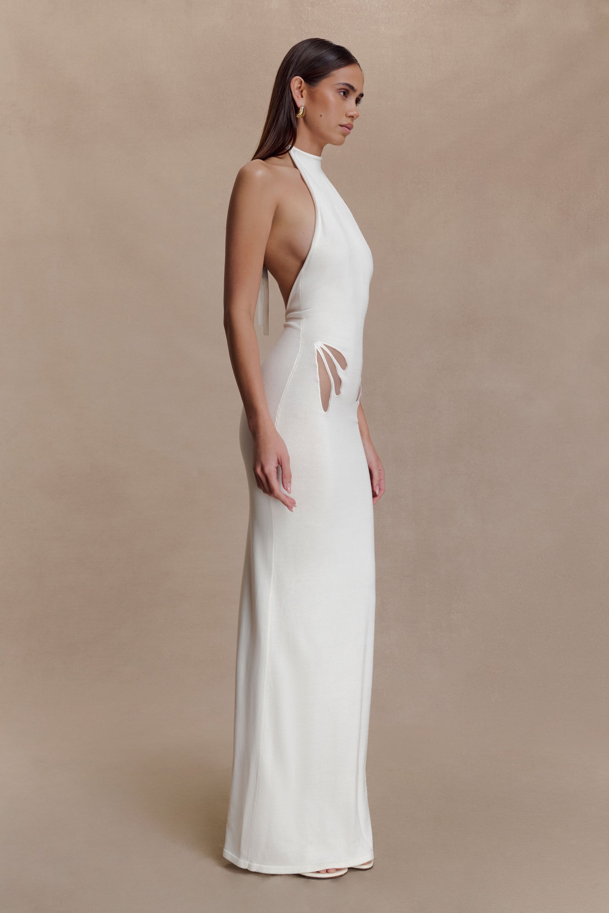 Brock Knit Halter Maxi Dress - White #5