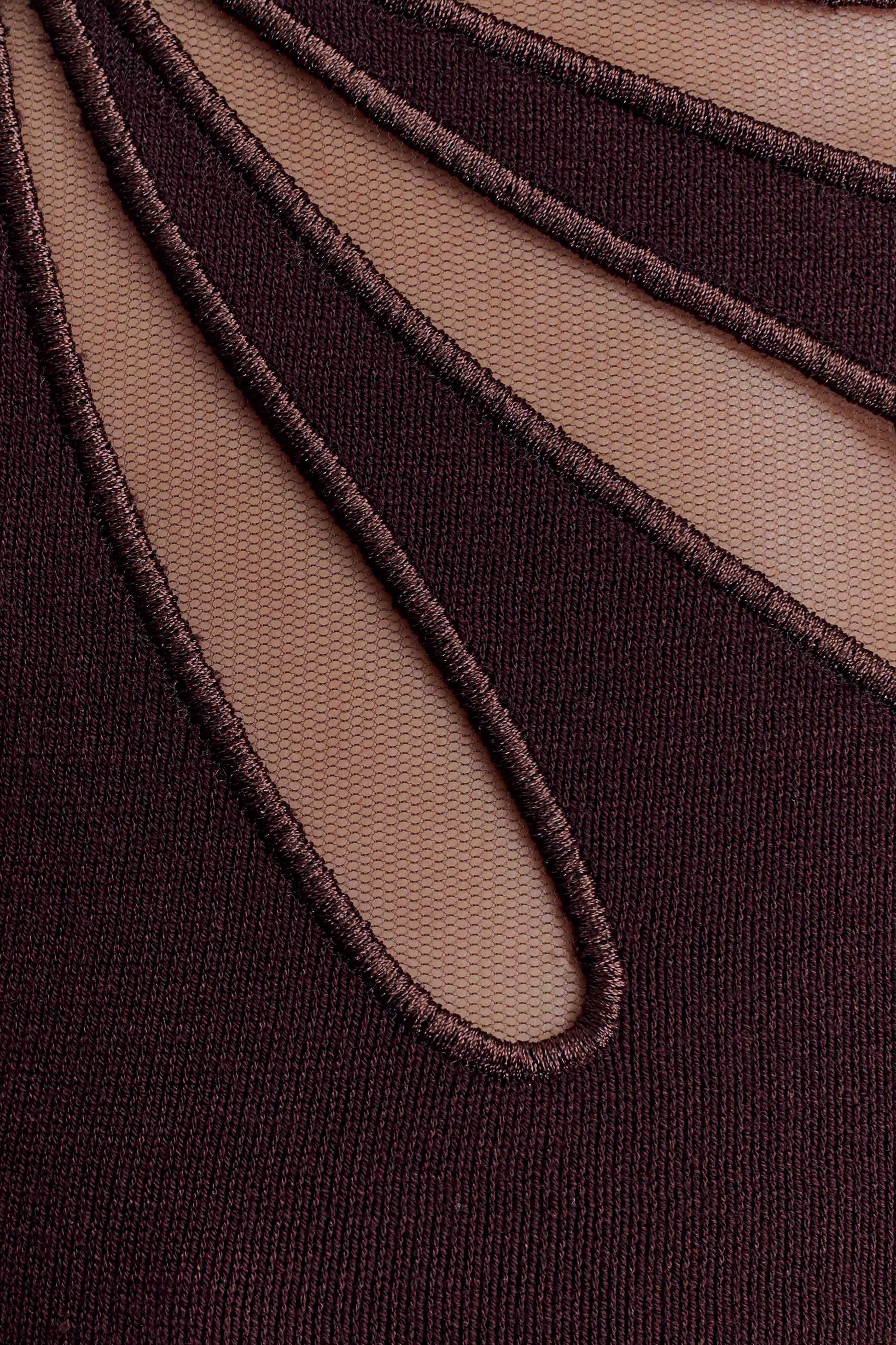 Brock Asymmetrical Neckline Knit Top - Dark Chocolate #6