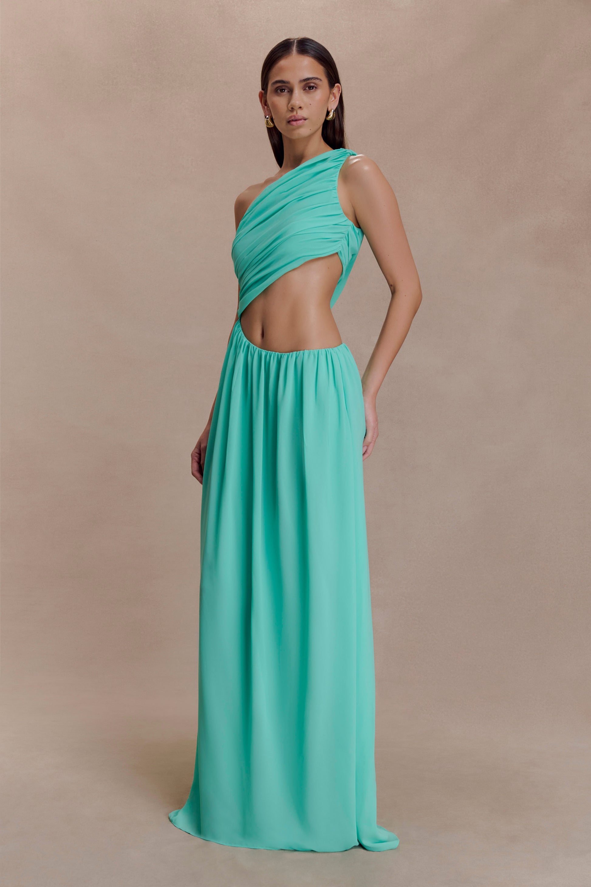 Aria Chiffon Cut Out Maxi Dress - Lagoon #2